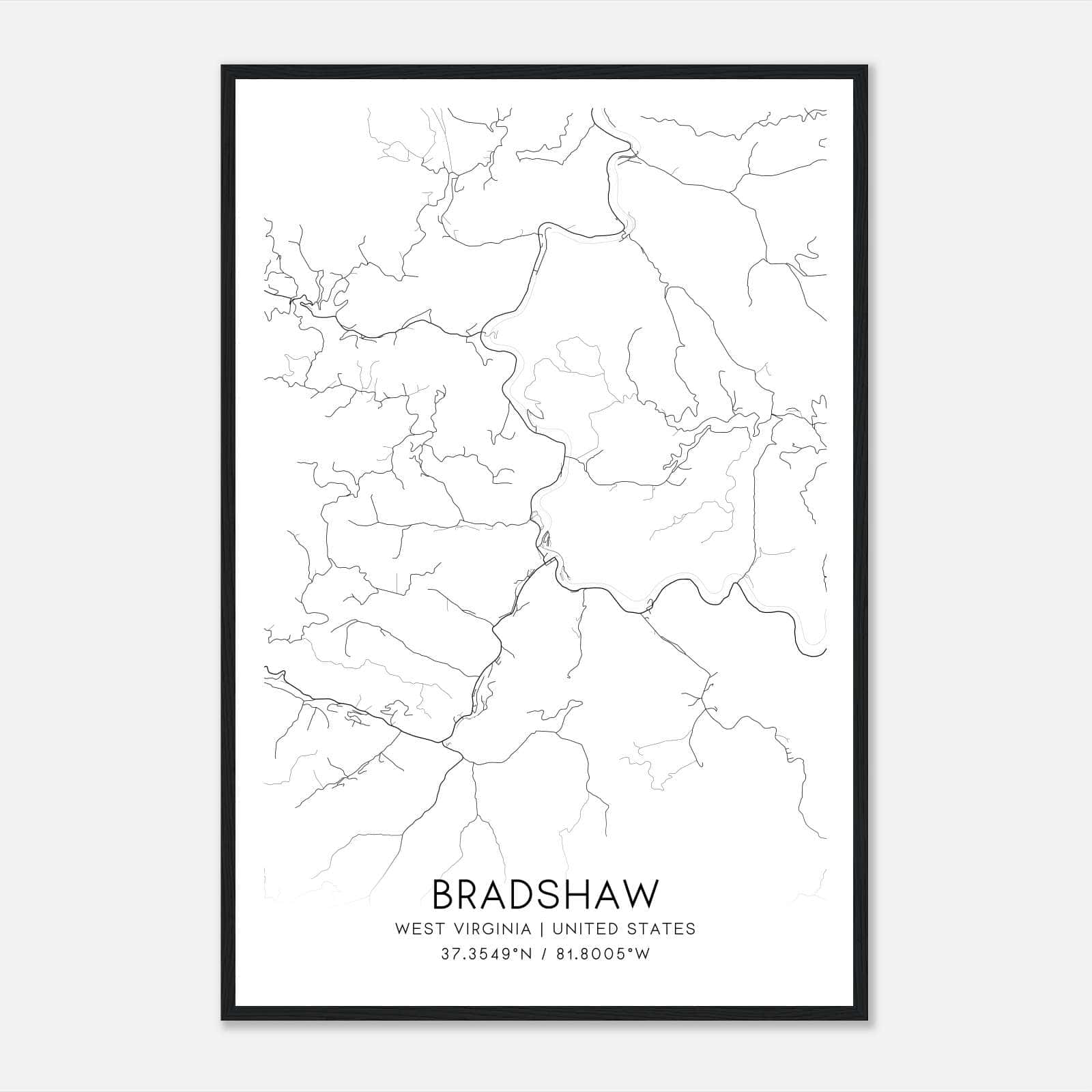 Bradshaw West Virginia Map Poster, Modern Home Decor Wall Art Print Bradshaw West Virginia Map Poster, Modern Home Decor Wall Art Print