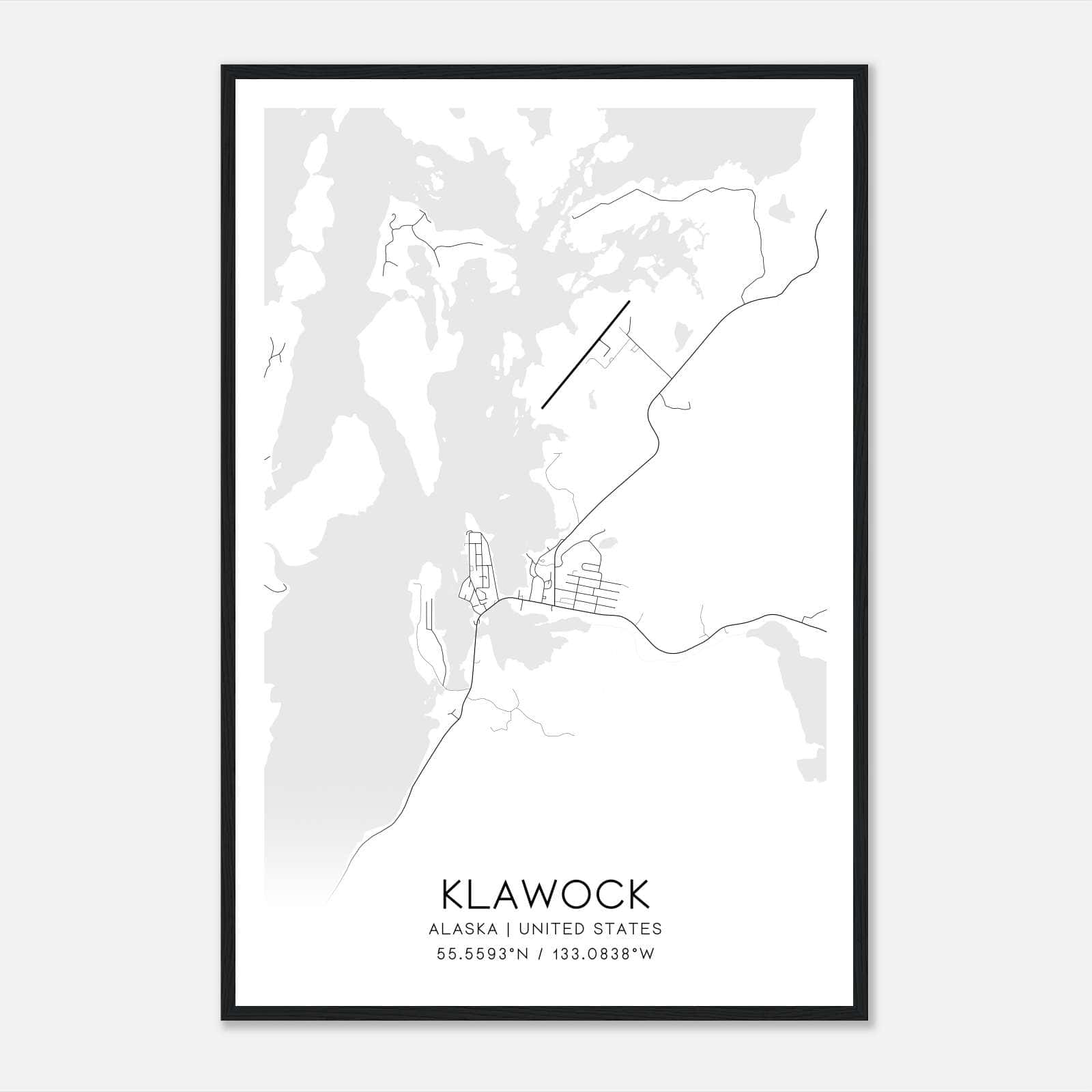 Klawock Alaska Map Poster, Modern Home Decor Wall Art Print Klawock Alaska Map Poster, Modern Home Decor Wall Art Print