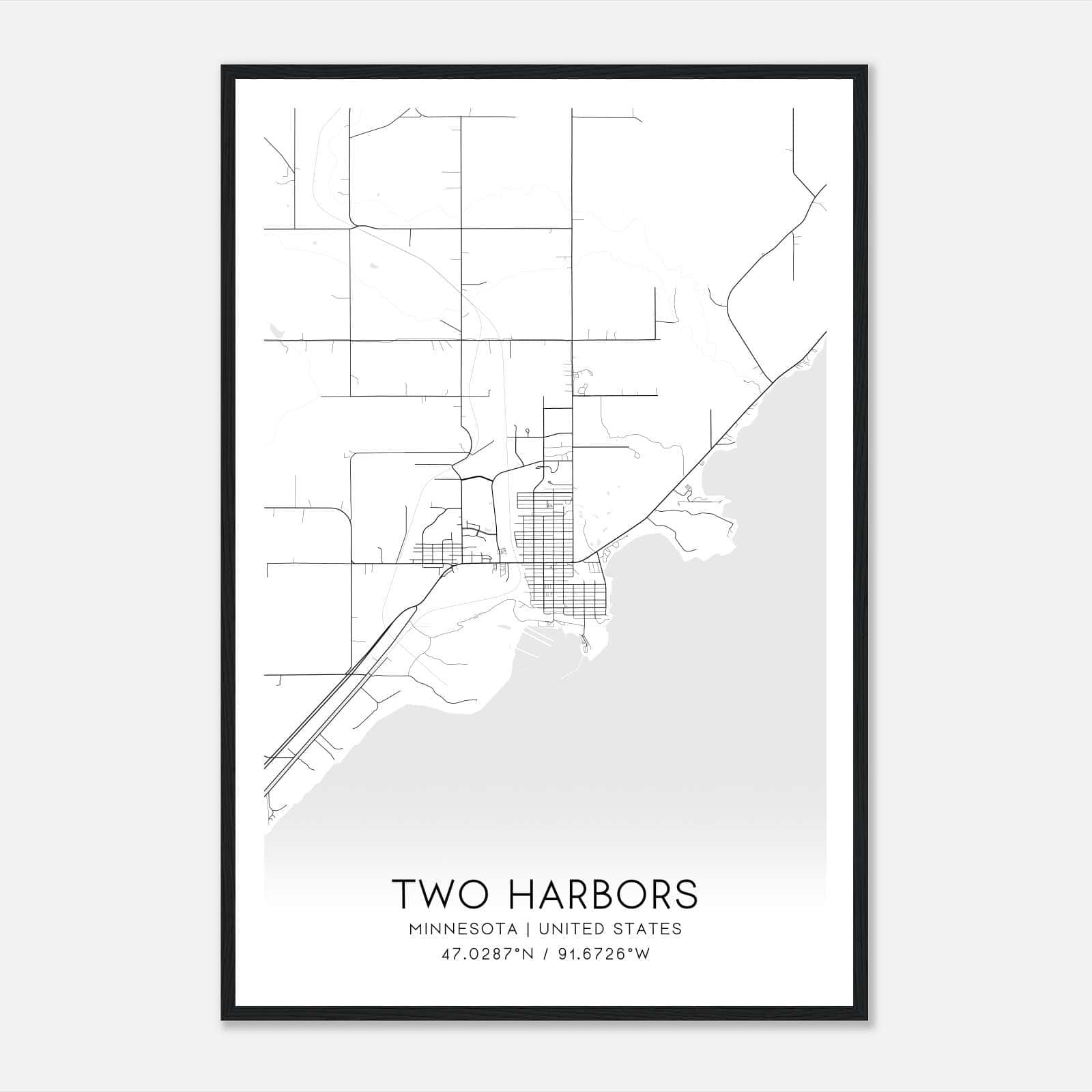 Two Harbors Minnesota Map Poster, Modern Home Decor Wall Art Print Two Harbors Minnesota Map Poster, Modern Home Decor Wall Art Print