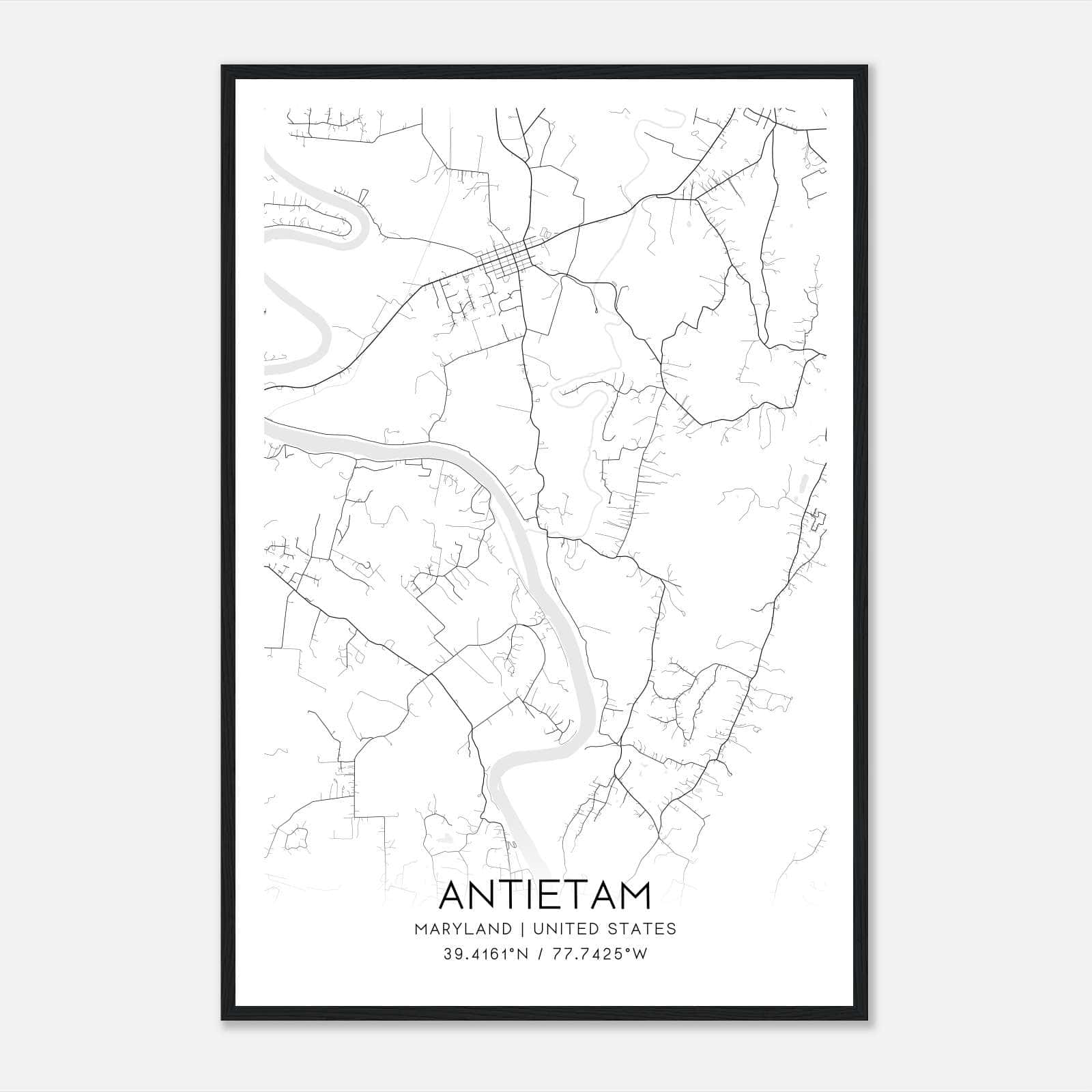 Antietam Maryland Map Poster, Modern Home Decor Wall Art Print Antietam Maryland Map Poster, Modern Home Decor Wall Art Print