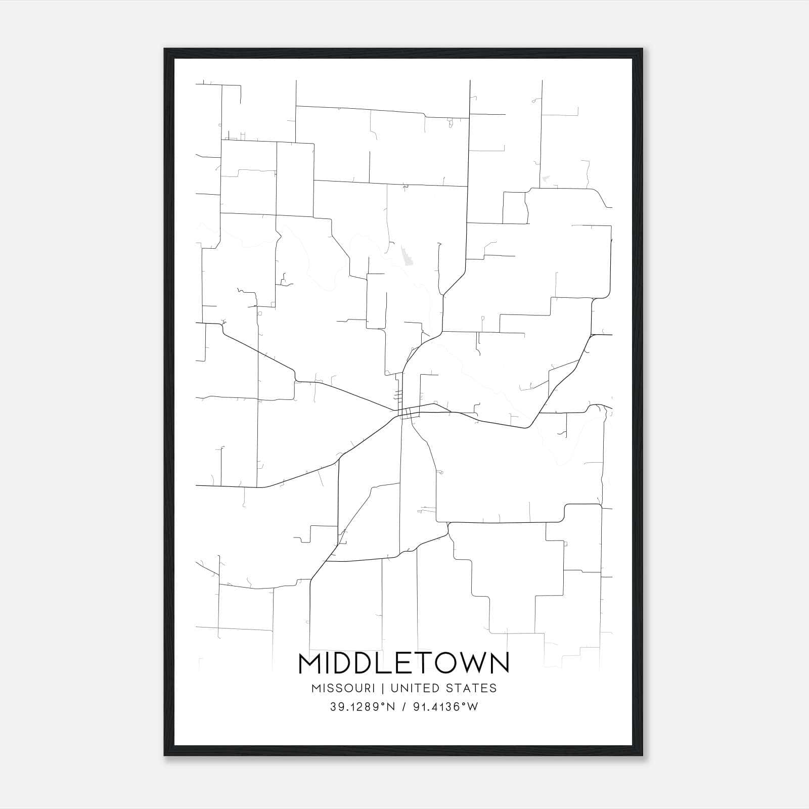 Middletown Missouri Map Poster, Modern Home Decor Wall Art Print Middletown Missouri Map Poster, Modern Home Decor Wall Art Print