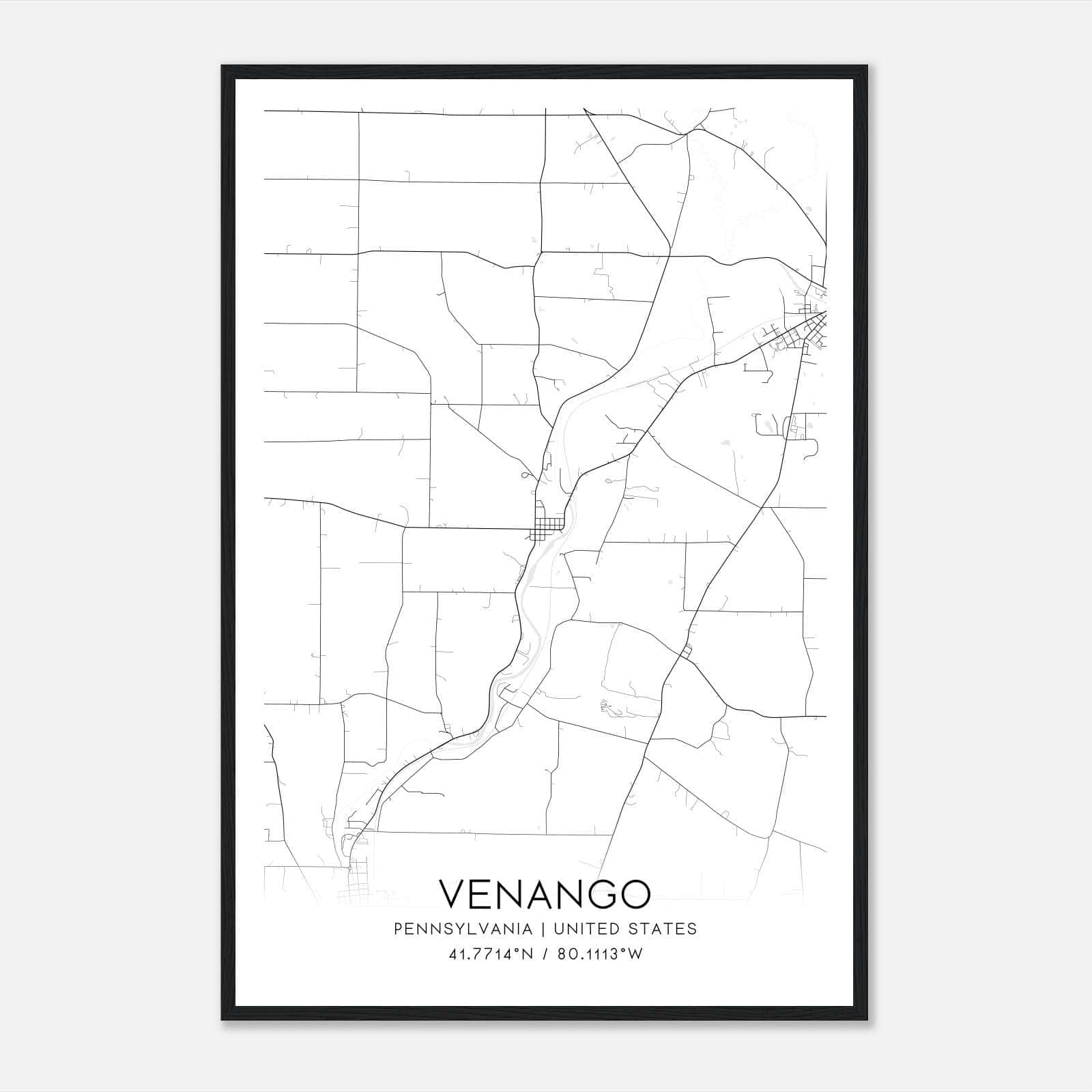 Venango Pennsylvania Map Poster, Modern Home Decor Wall Art Print Venango Pennsylvania Map Poster, Modern Home Decor Wall Art Print