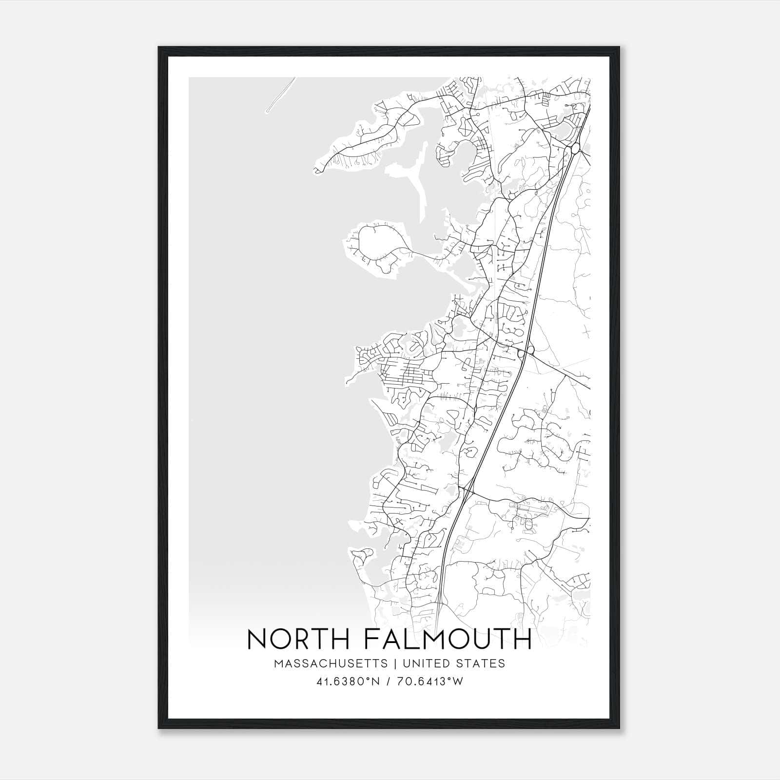 North Falmouth Massachusetts Map Poster, Modern Home Decor Wall Art Print North Falmouth Massachusetts Map Poster, Modern Home Decor Wall Art Print