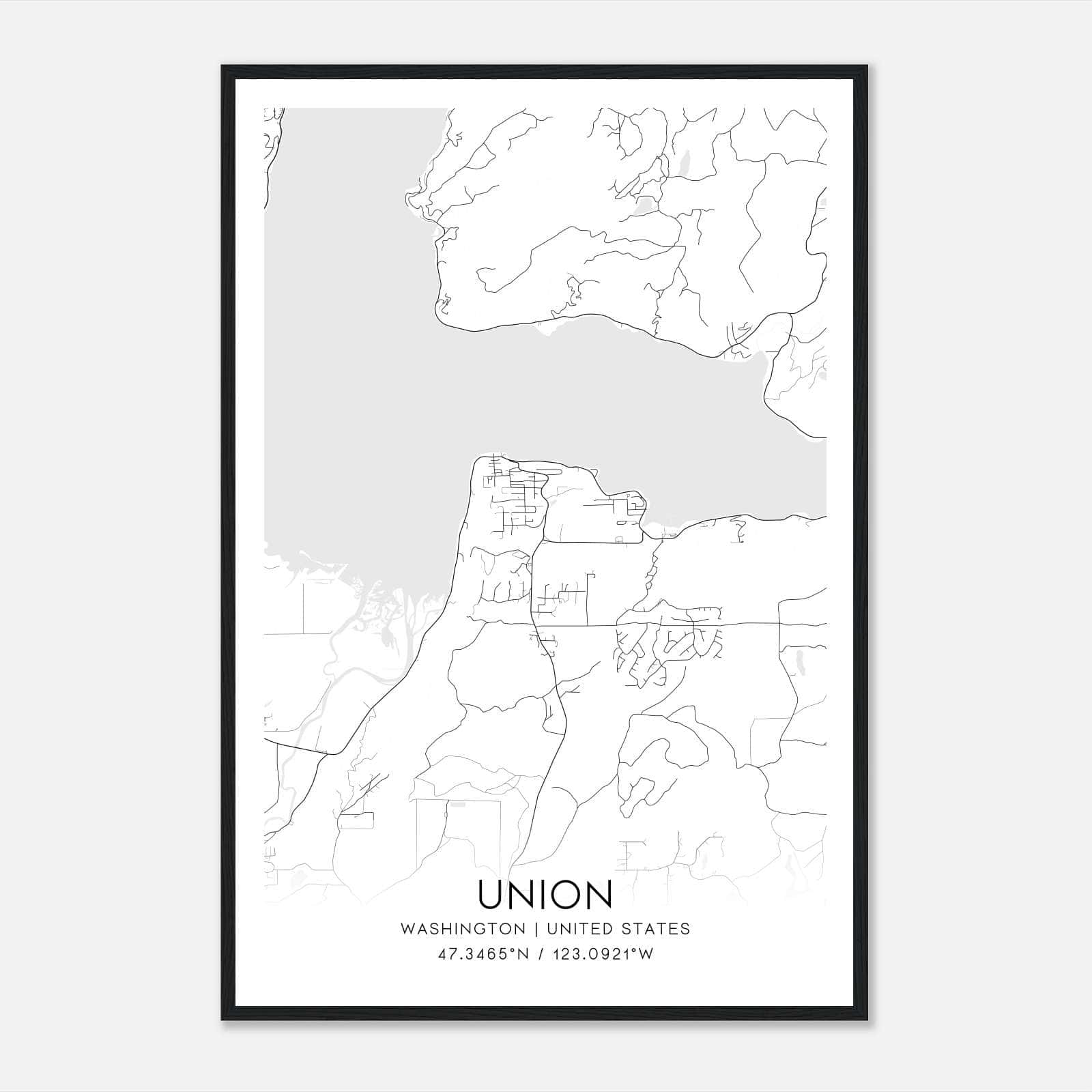 Union Washington Map Poster, Modern Home Decor Wall Art Print Union Washington Map Poster, Modern Home Decor Wall Art Print