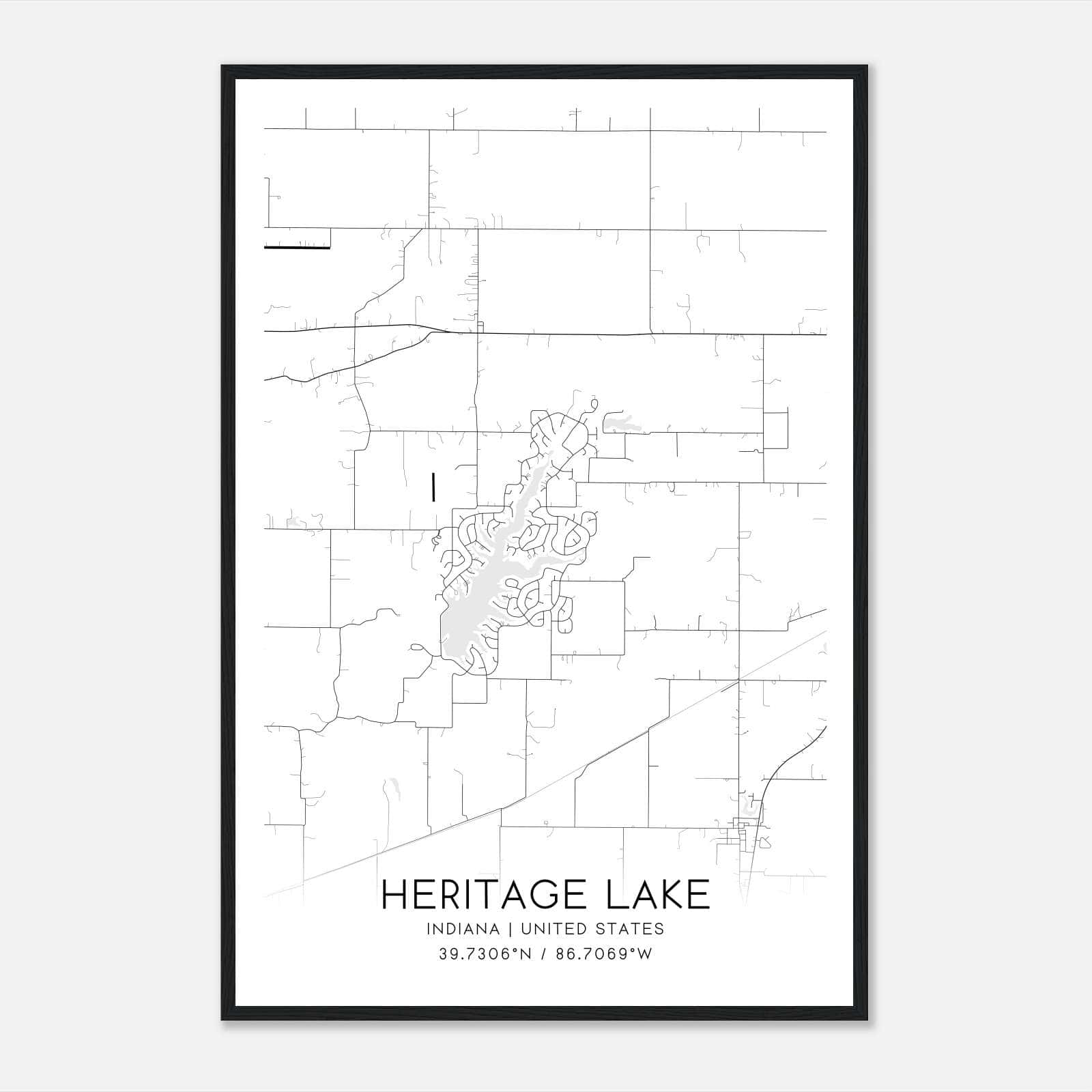 Heritage Lake Indiana Map Poster, Modern Home Decor Wall Art Print Heritage Lake Indiana Map Poster, Modern Home Decor Wall Art Print