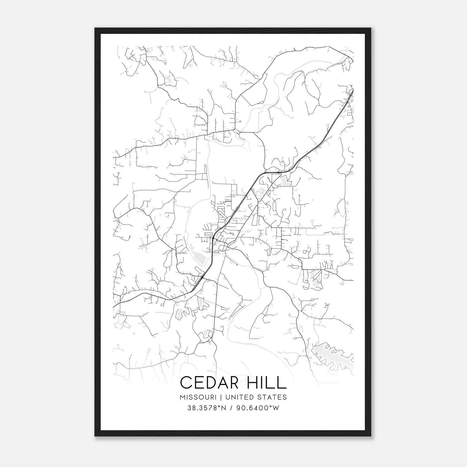 Cedar Hill Missouri Map Poster, Modern Home Decor Wall Art Print Cedar Hill Missouri Map Poster, Modern Home Decor Wall Art Print