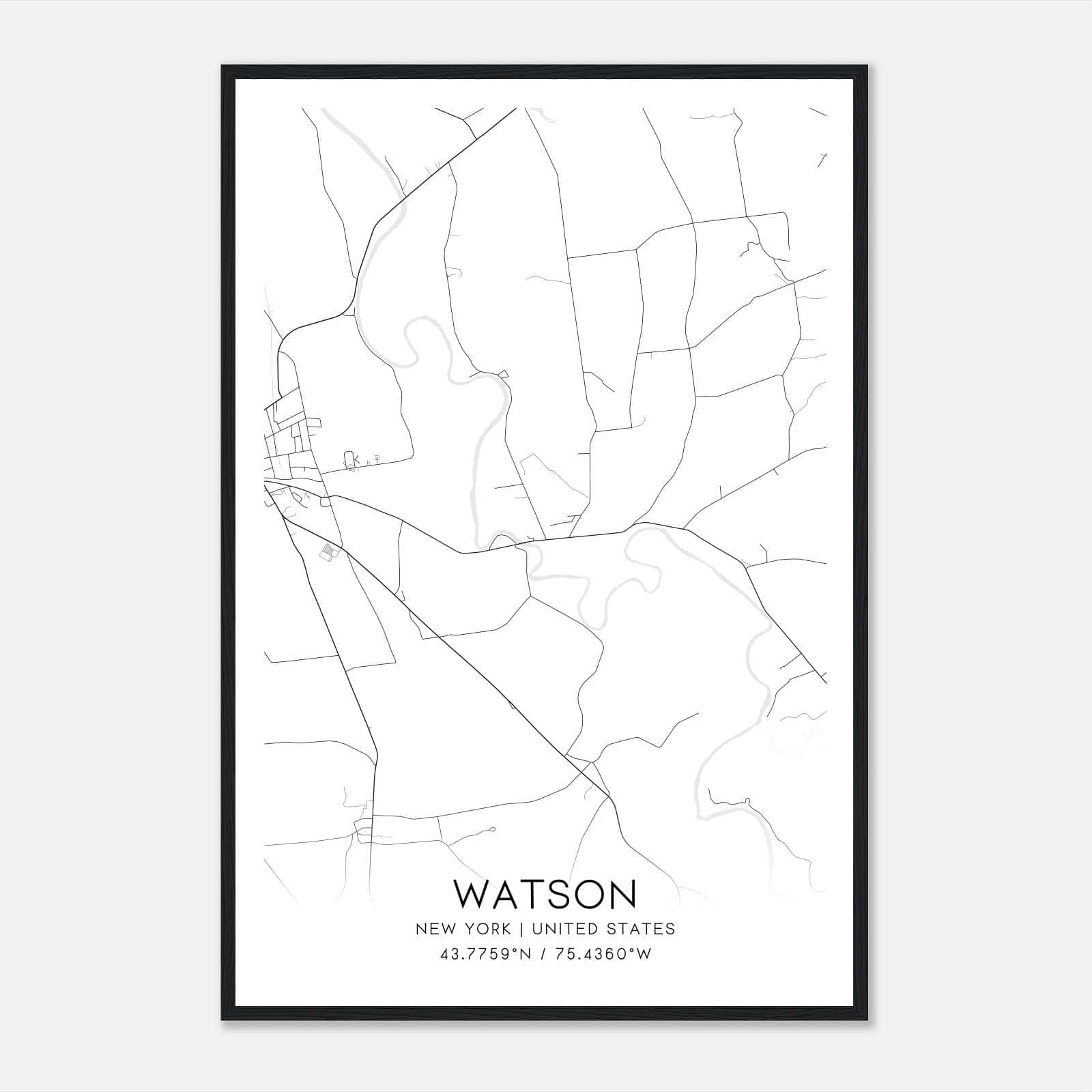 Watson New York Map Poster, Modern Home Decor Wall Art Print Watson New York Map Poster, Modern Home Decor Wall Art Print