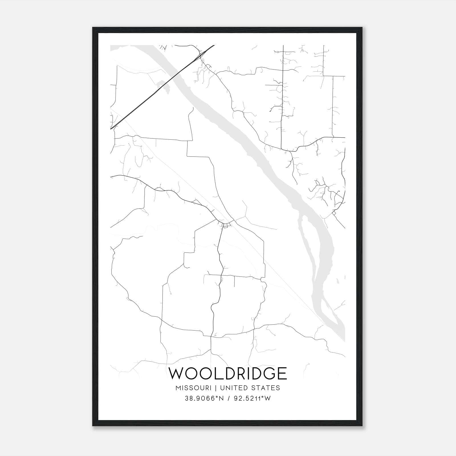 Wooldridge Missouri Map Poster, Modern Home Decor Wall Art Print Wooldridge Missouri Map Poster, Modern Home Decor Wall Art Print