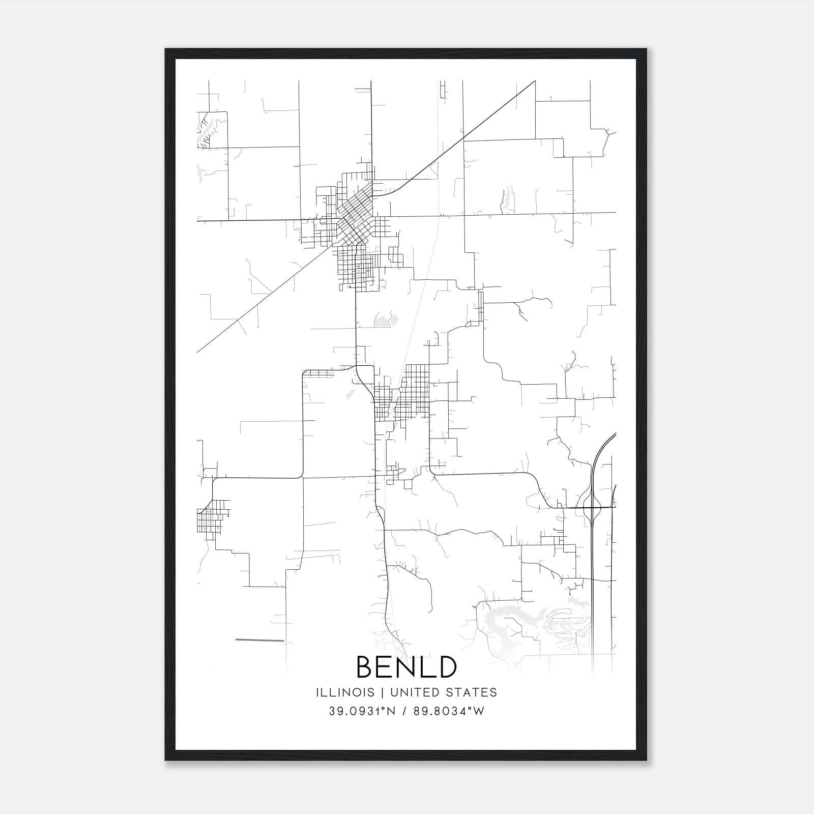 Benld Illinois Map Poster, Modern Home Decor Wall Art Print Benld Illinois Map Poster, Modern Home Decor Wall Art Print