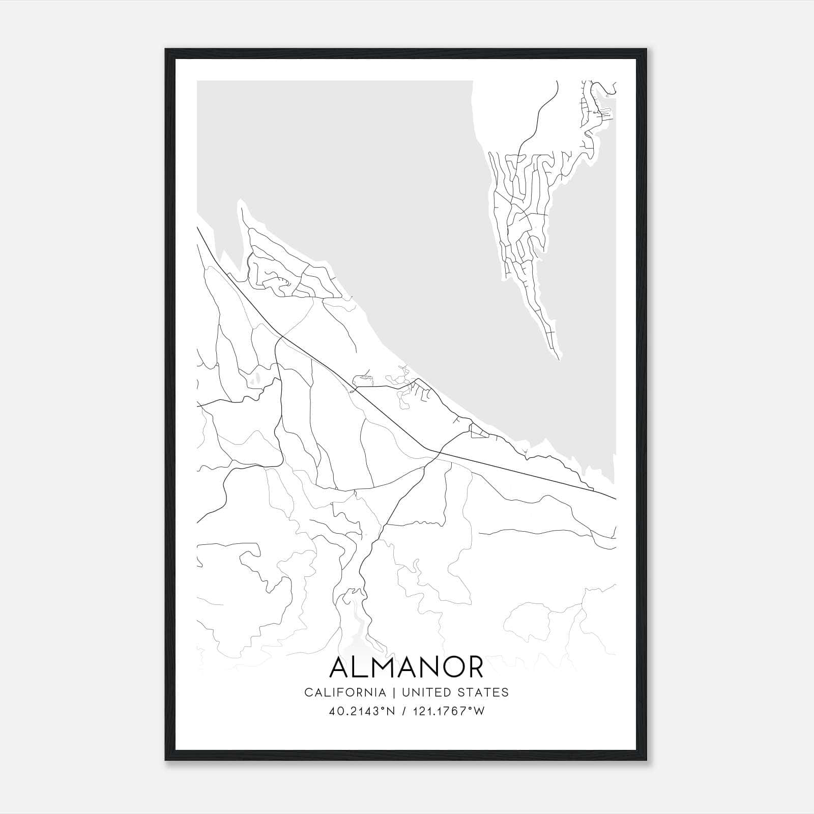 Almanor California Map Poster, Modern Home Decor Wall Art Print Almanor California Map Poster, Modern Home Decor Wall Art Print