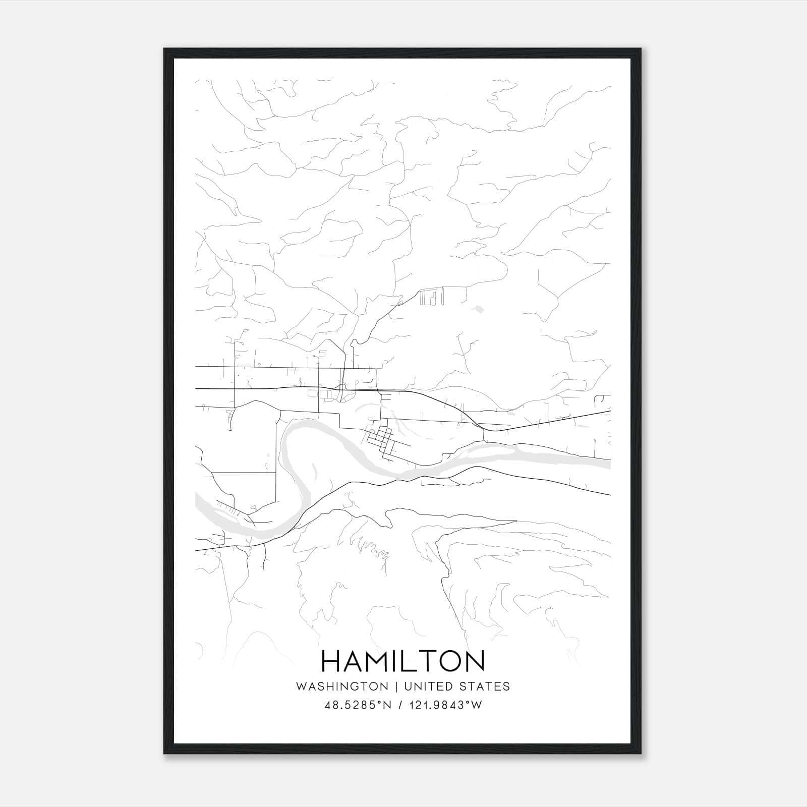 Hamilton Washington Map Poster, Modern Home Decor Wall Art Print Hamilton Washington Map Poster, Modern Home Decor Wall Art Print
