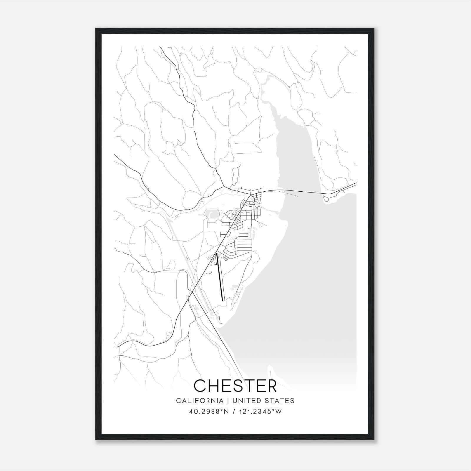 Chester California Map Poster, Modern Home Decor Wall Art Print Chester California Map Poster, Modern Home Decor Wall Art Print