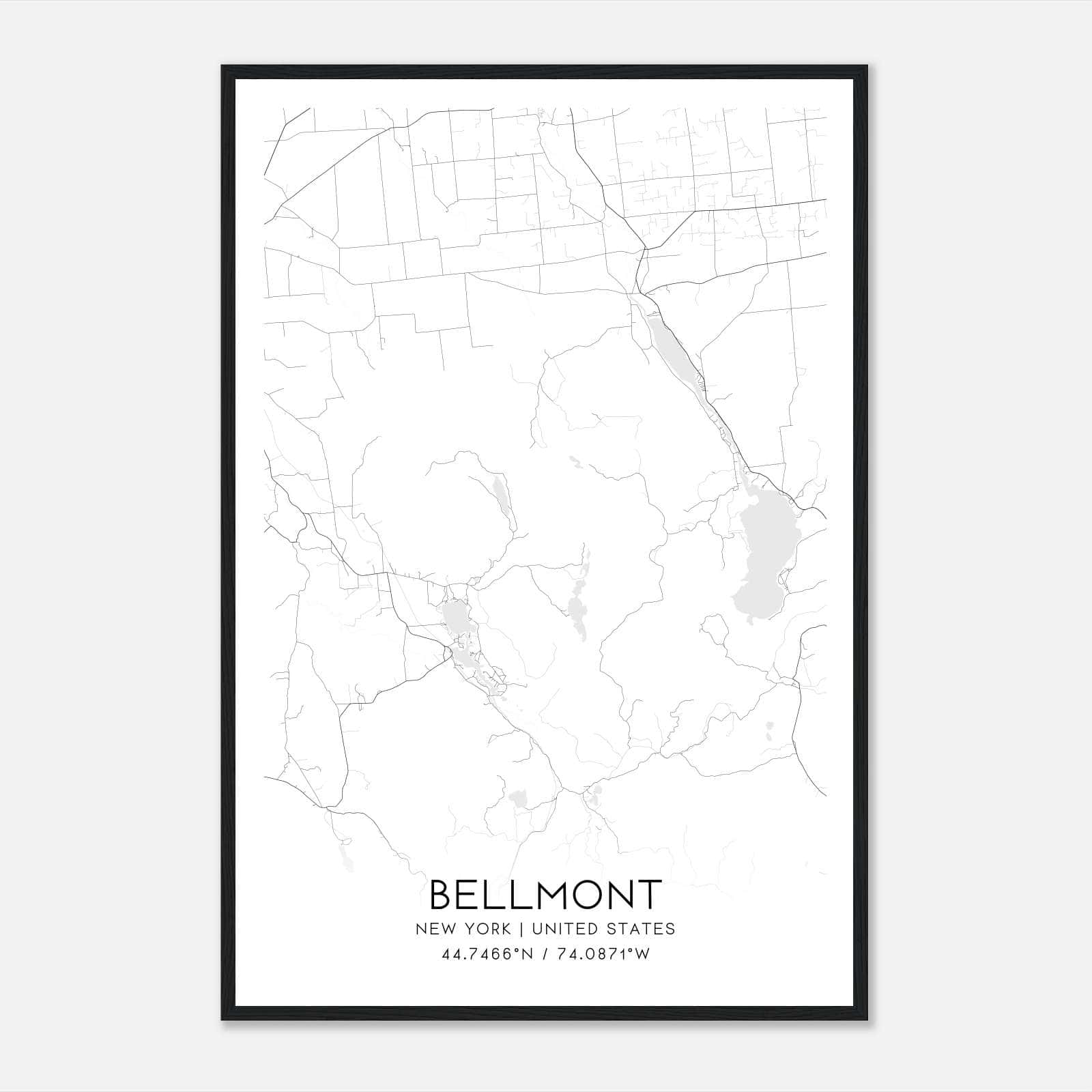 Bellmont New York Map Poster, Modern Home Decor Wall Art Print Bellmont New York Map Poster, Modern Home Decor Wall Art Print