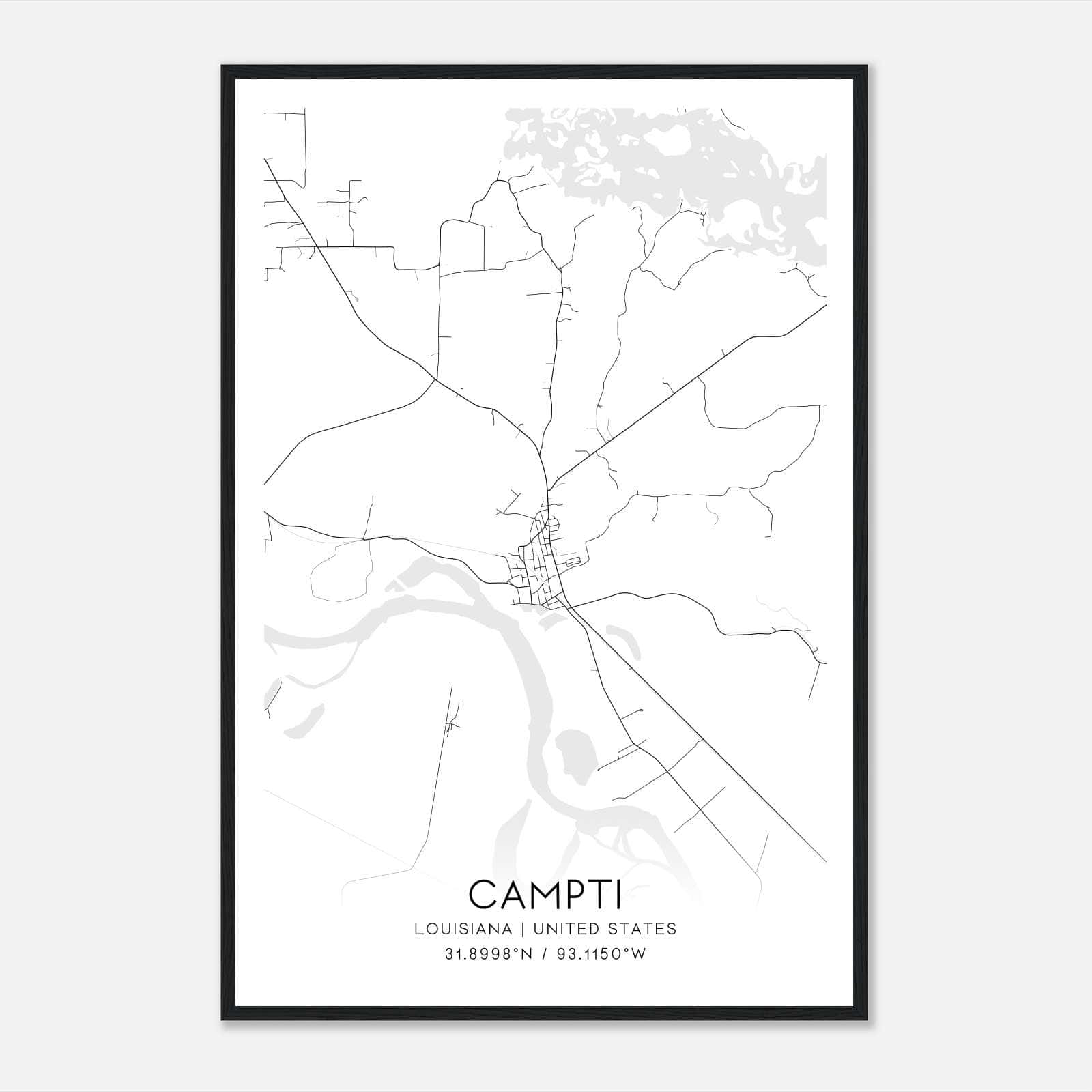 Campti Louisiana Map Poster, Modern Home Decor Wall Art Print Campti Louisiana Map Poster, Modern Home Decor Wall Art Print