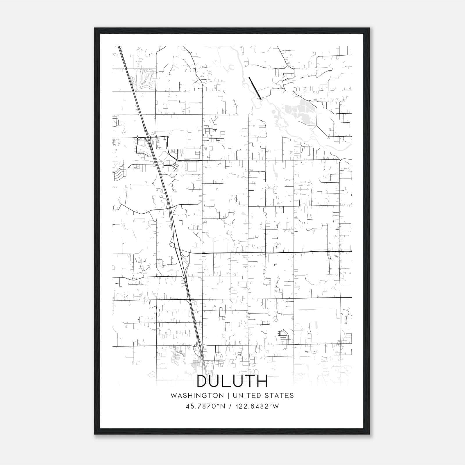 Duluth Washington Map Poster, Modern Home Decor Wall Art Print Duluth Washington Map Poster, Modern Home Decor Wall Art Print