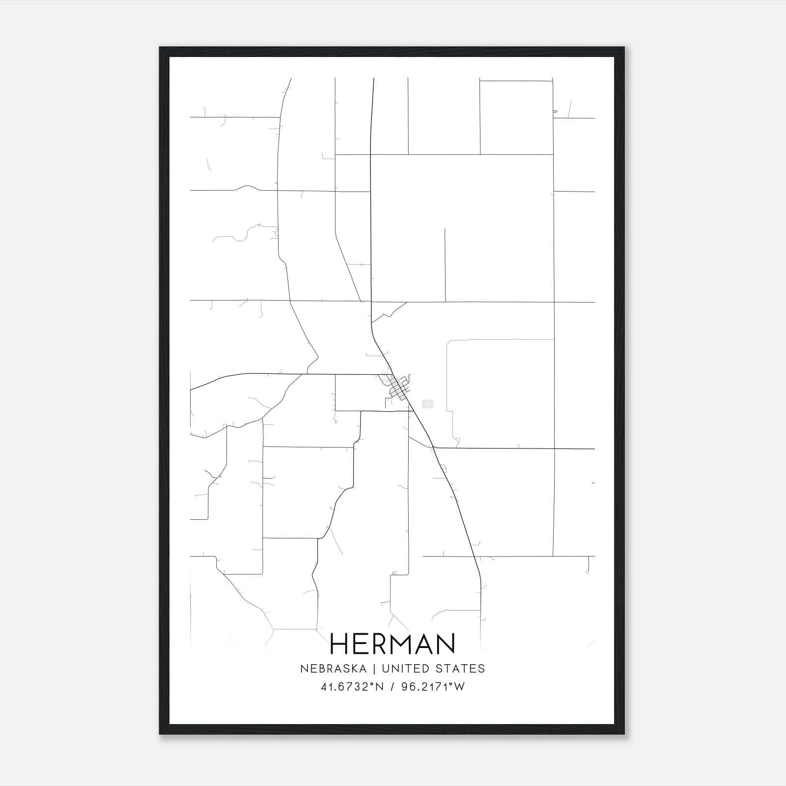 Herman Nebraska Map Poster, Modern Home Decor Wall Art Print Herman Nebraska Map Poster, Modern Home Decor Wall Art Print