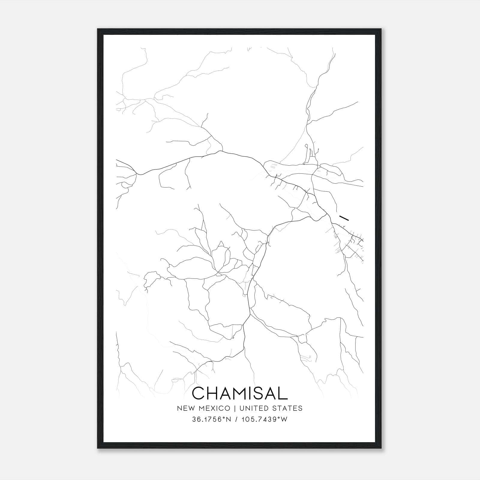 Chamisal New Mexico Map Poster, Modern Home Decor Wall Art Print Chamisal New Mexico Map Poster, Modern Home Decor Wall Art Print