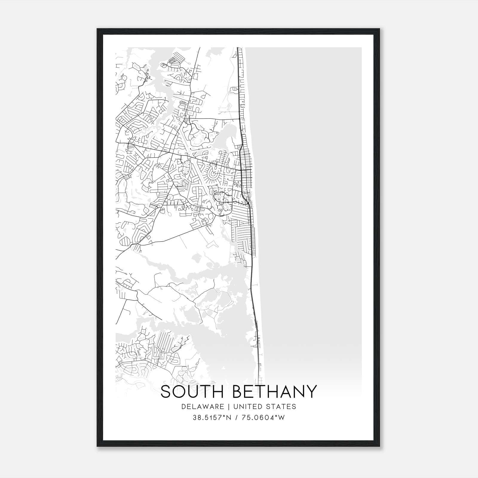 South Bethany Delaware Map Poster, Modern Home Decor Wall Art Print South Bethany Delaware Map Poster, Modern Home Decor Wall Art Print
