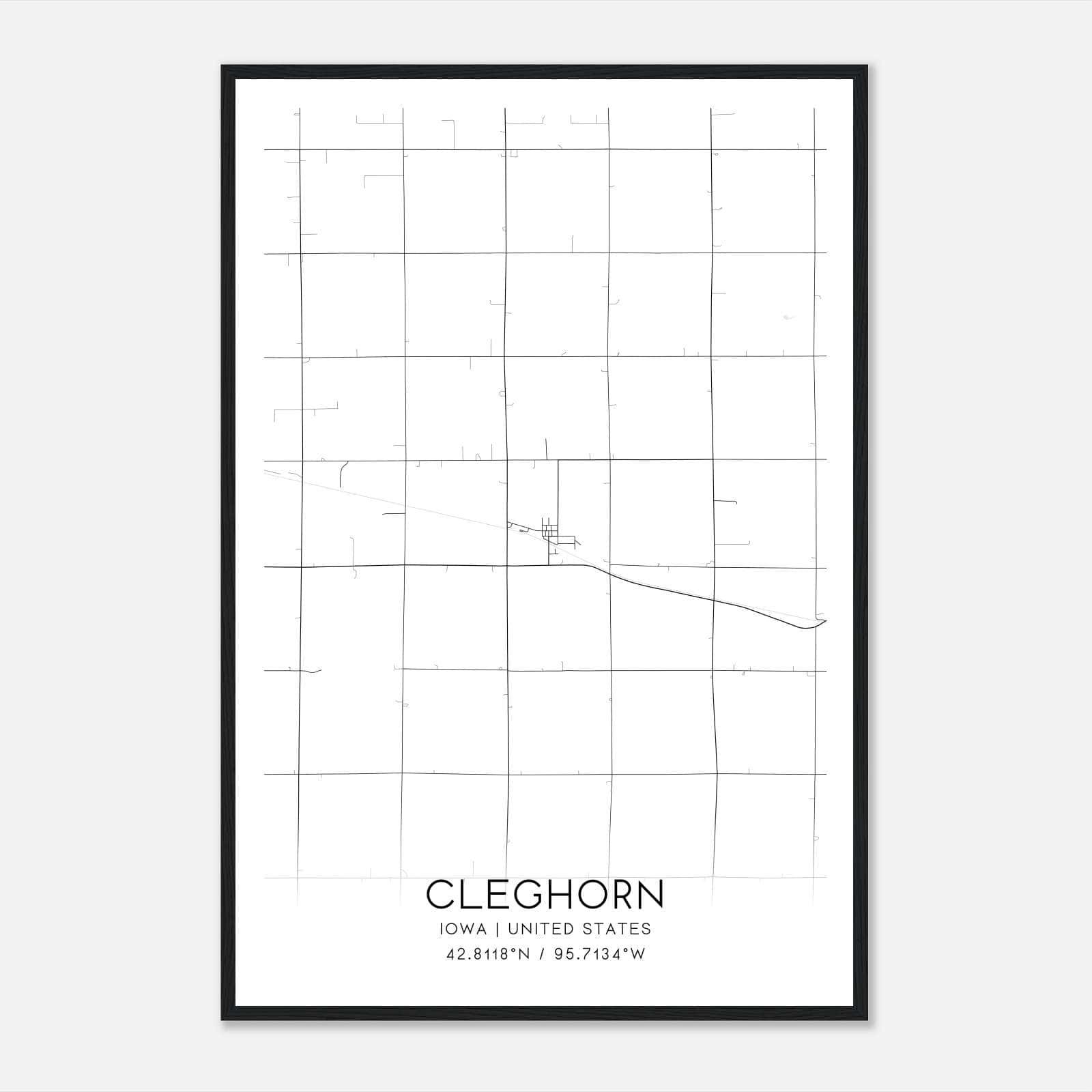 Cleghorn Iowa Map Poster, Modern Home Decor Wall Art Print Cleghorn Iowa Map Poster, Modern Home Decor Wall Art Print