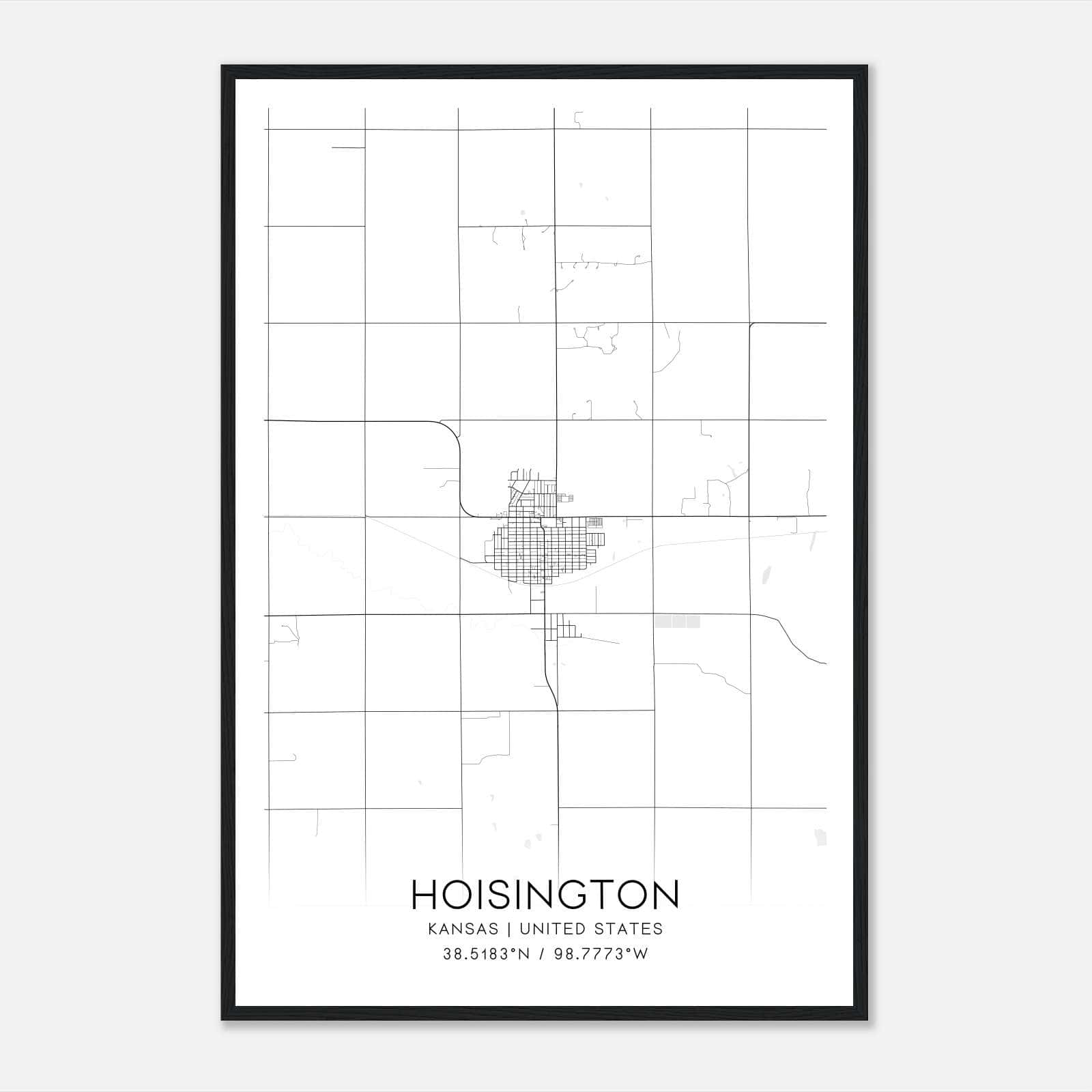 Hoisington Kansas Map Poster, Modern Home Decor Wall Art Print Hoisington Kansas Map Poster, Modern Home Decor Wall Art Print