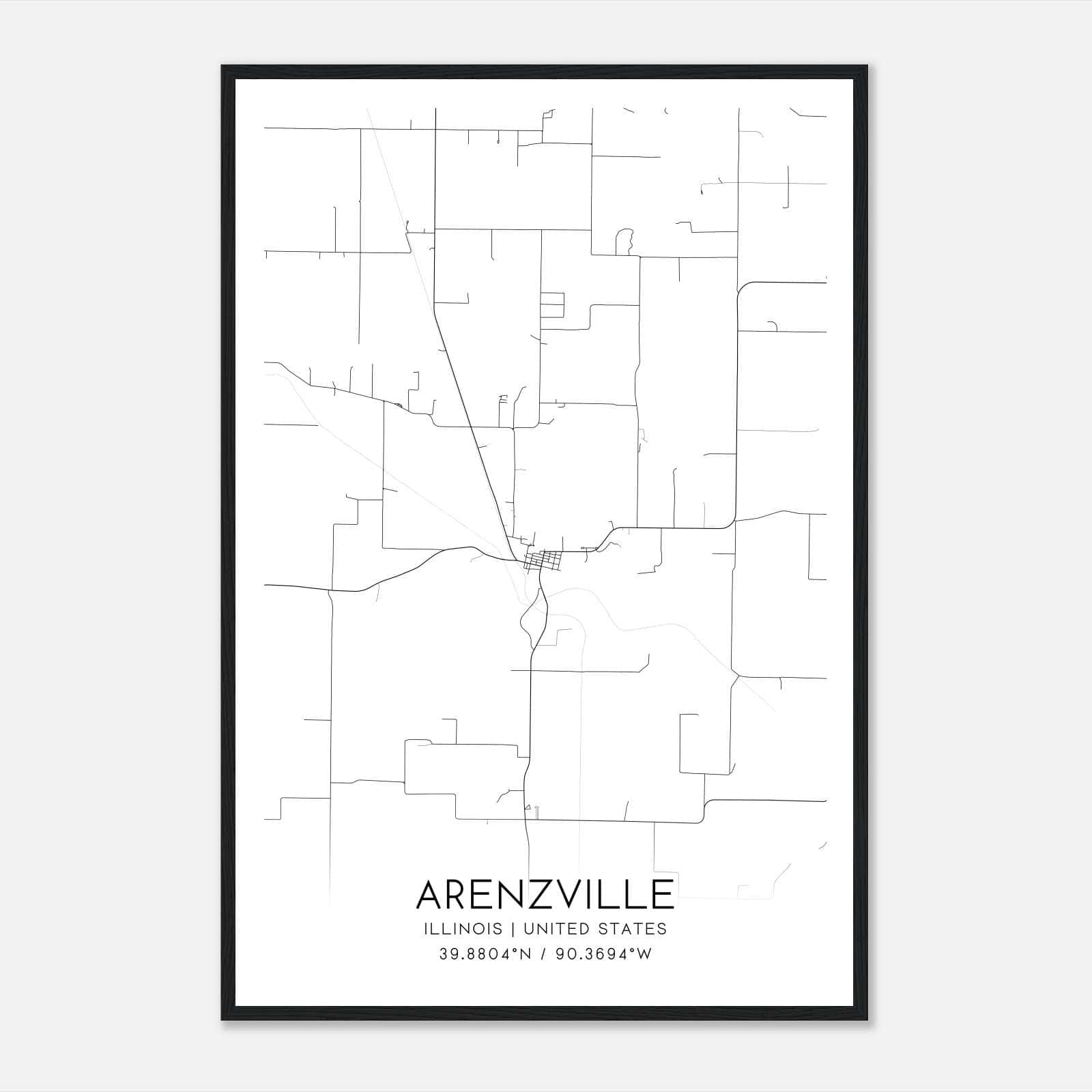 Arenzville Illinois Map Poster, Modern Home Decor Wall Art Print Arenzville Illinois Map Poster, Modern Home Decor Wall Art Print