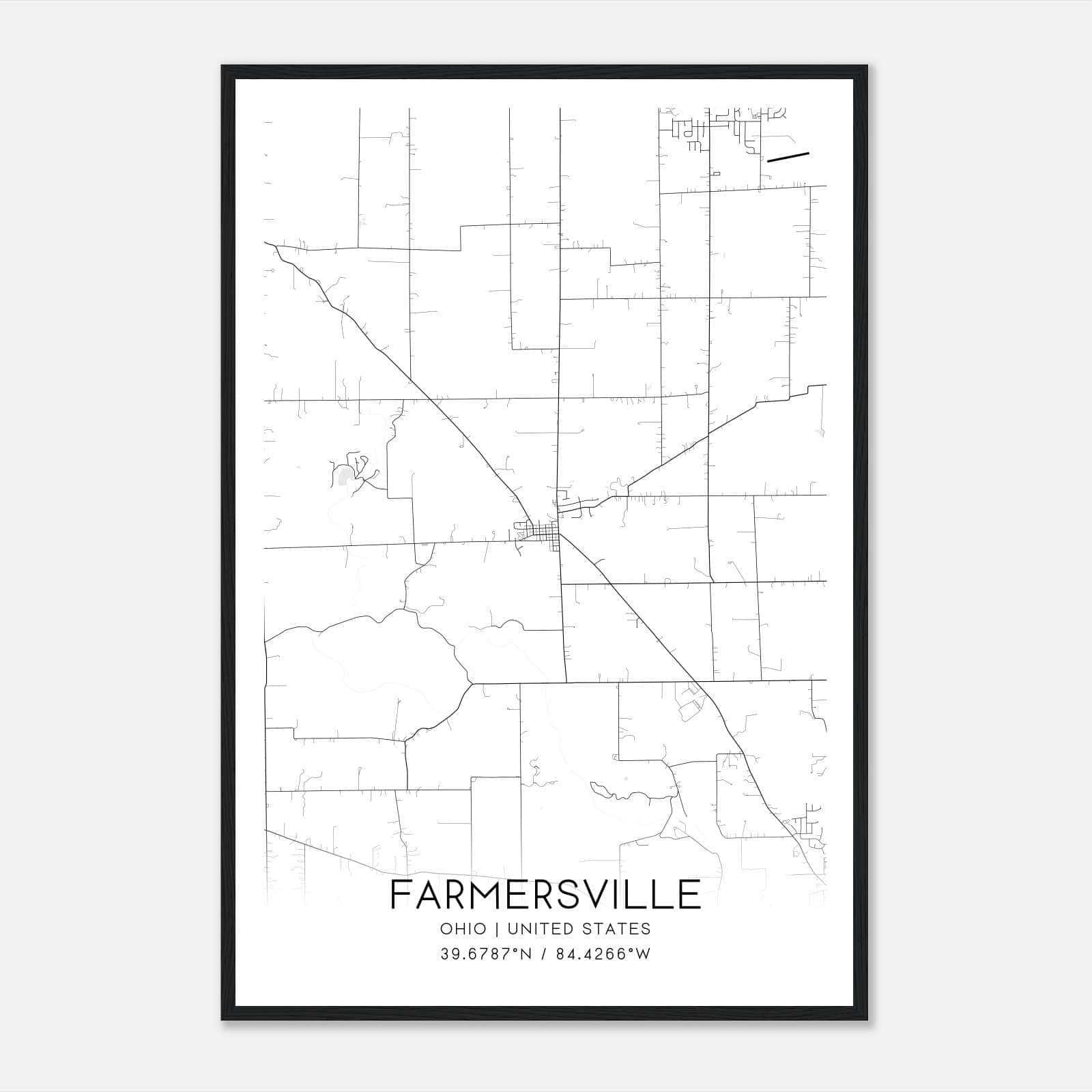 Farmersville Ohio Map Poster, Modern Home Decor Wall Art Print Farmersville Ohio Map Poster, Modern Home Decor Wall Art Print