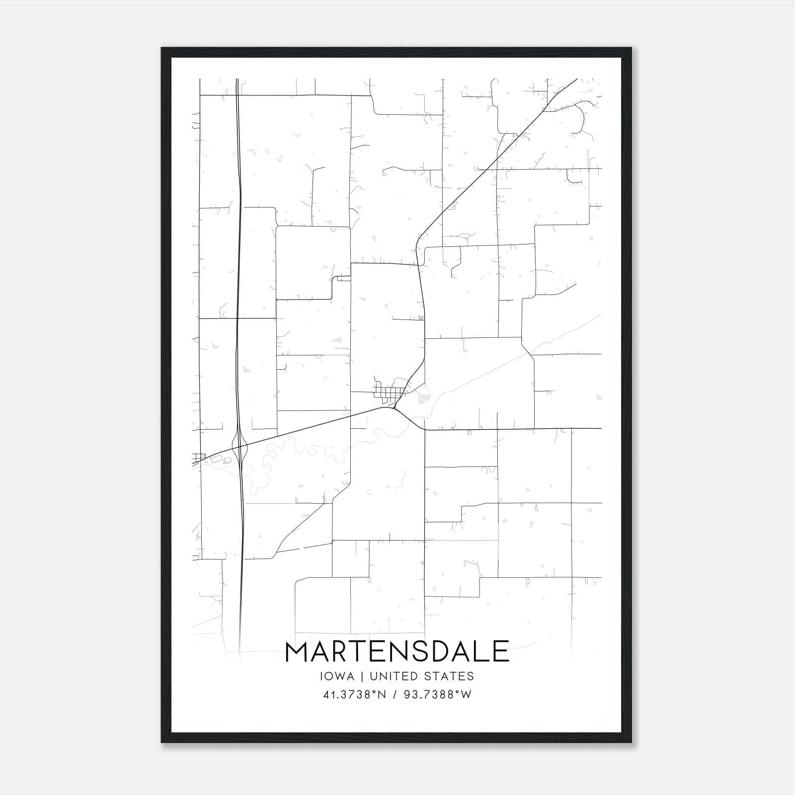 Martensdale Iowa Map Poster, Modern Home Decor Wall Art Print Martensdale Iowa Map Poster, Modern Home Decor Wall Art Print