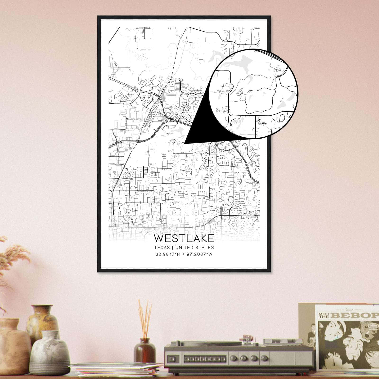 Deerfield Kansas Map Poster, Modern Home Decor Wall Art Print (Copy)
