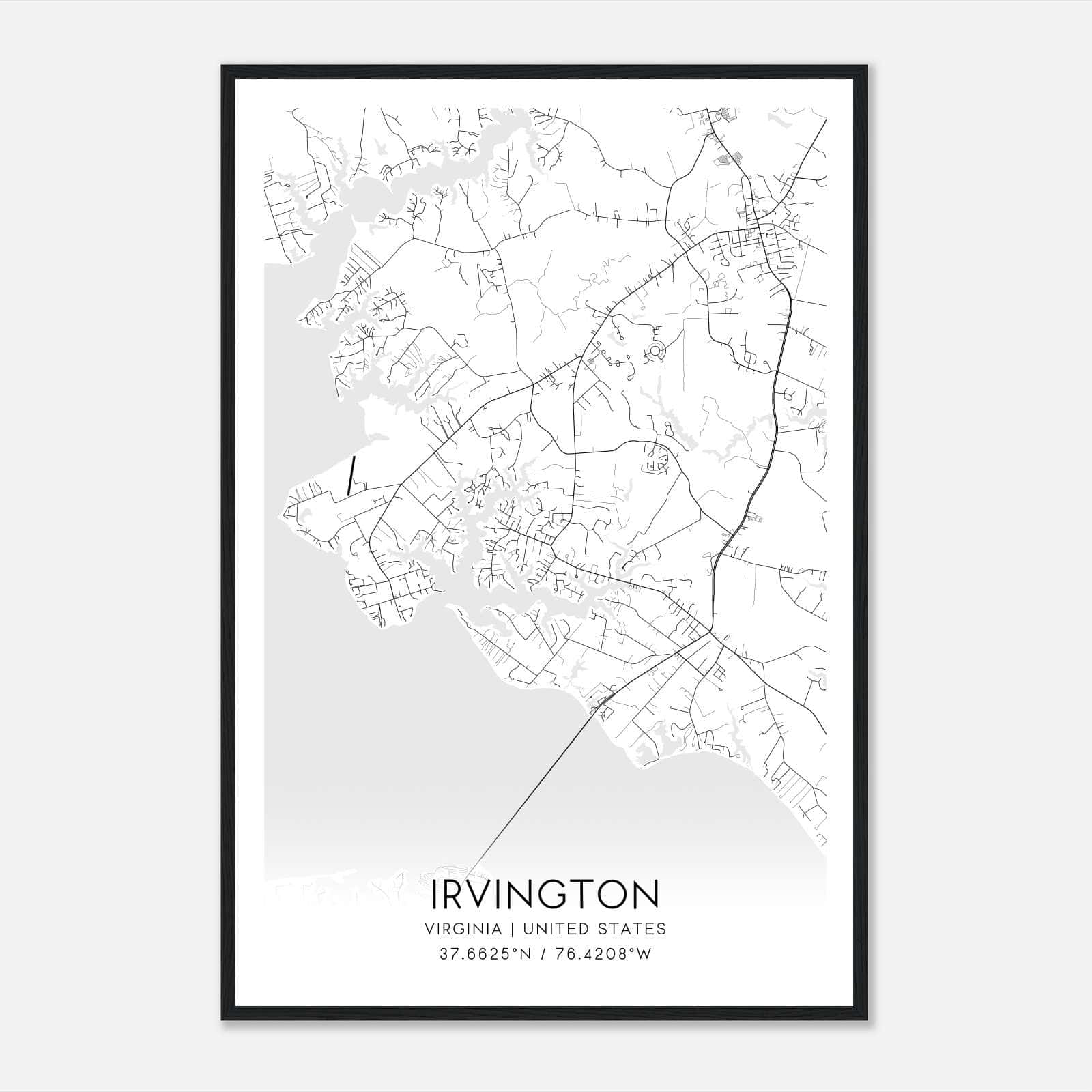 Irvington Virginia Map Poster, Modern Home Decor Wall Art Print Irvington Virginia Map Poster, Modern Home Decor Wall Art Print