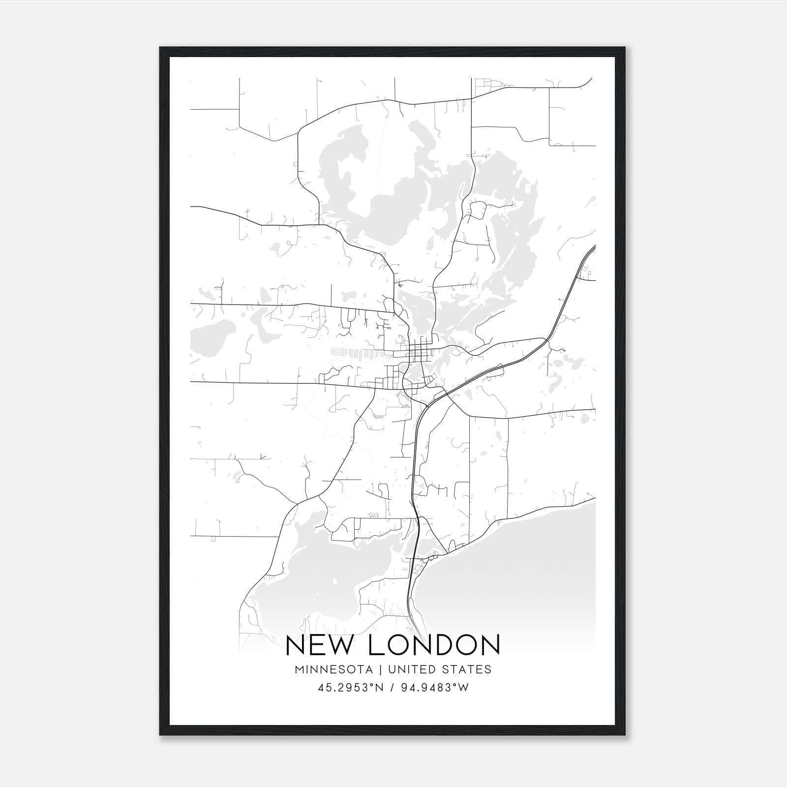 New London Minnesota Map Poster, Modern Home Decor Wall Art Print New London Minnesota Map Poster, Modern Home Decor Wall Art Print