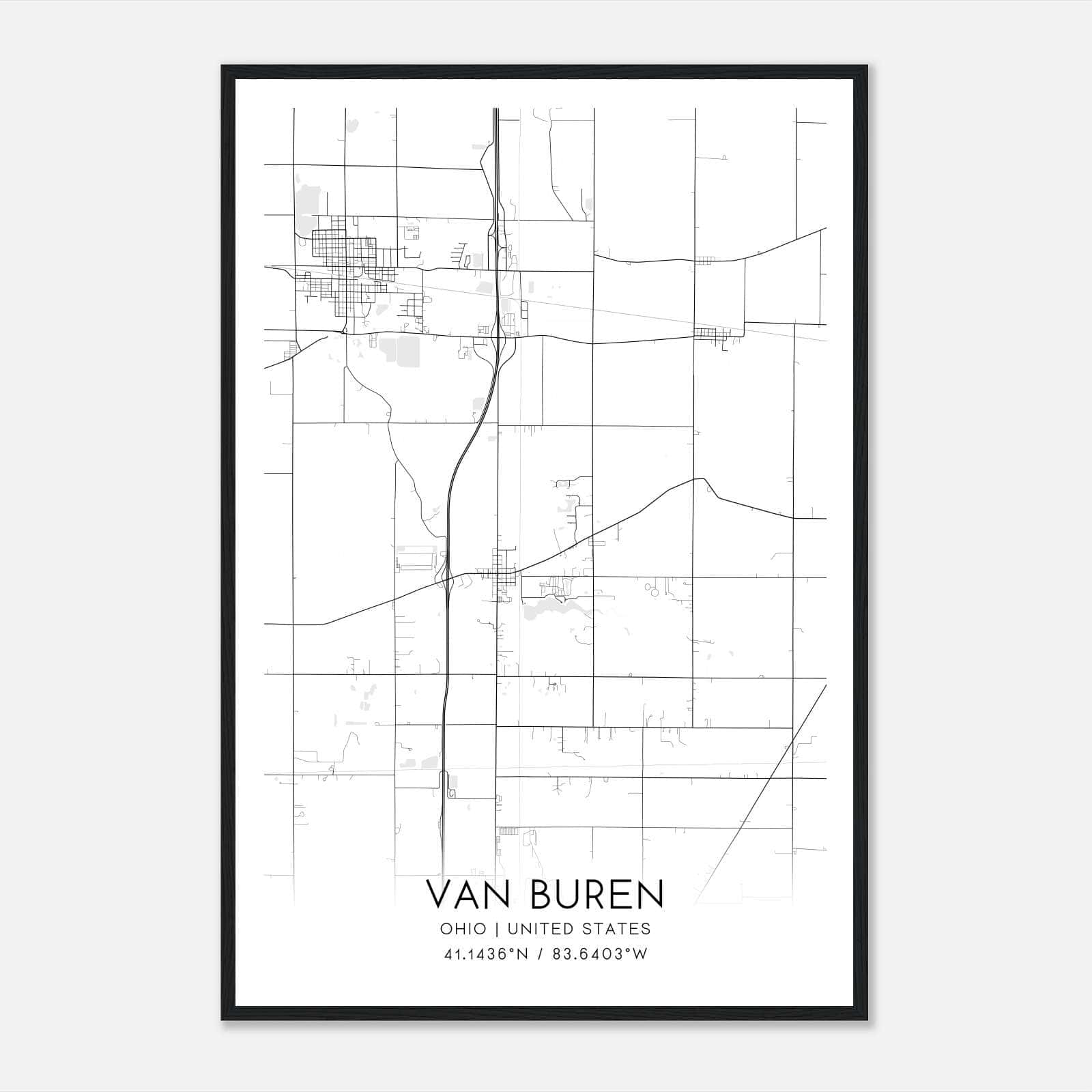 Van Buren Ohio Map Poster, Modern Home Decor Wall Art Print Van Buren Ohio Map Poster, Modern Home Decor Wall Art Print
