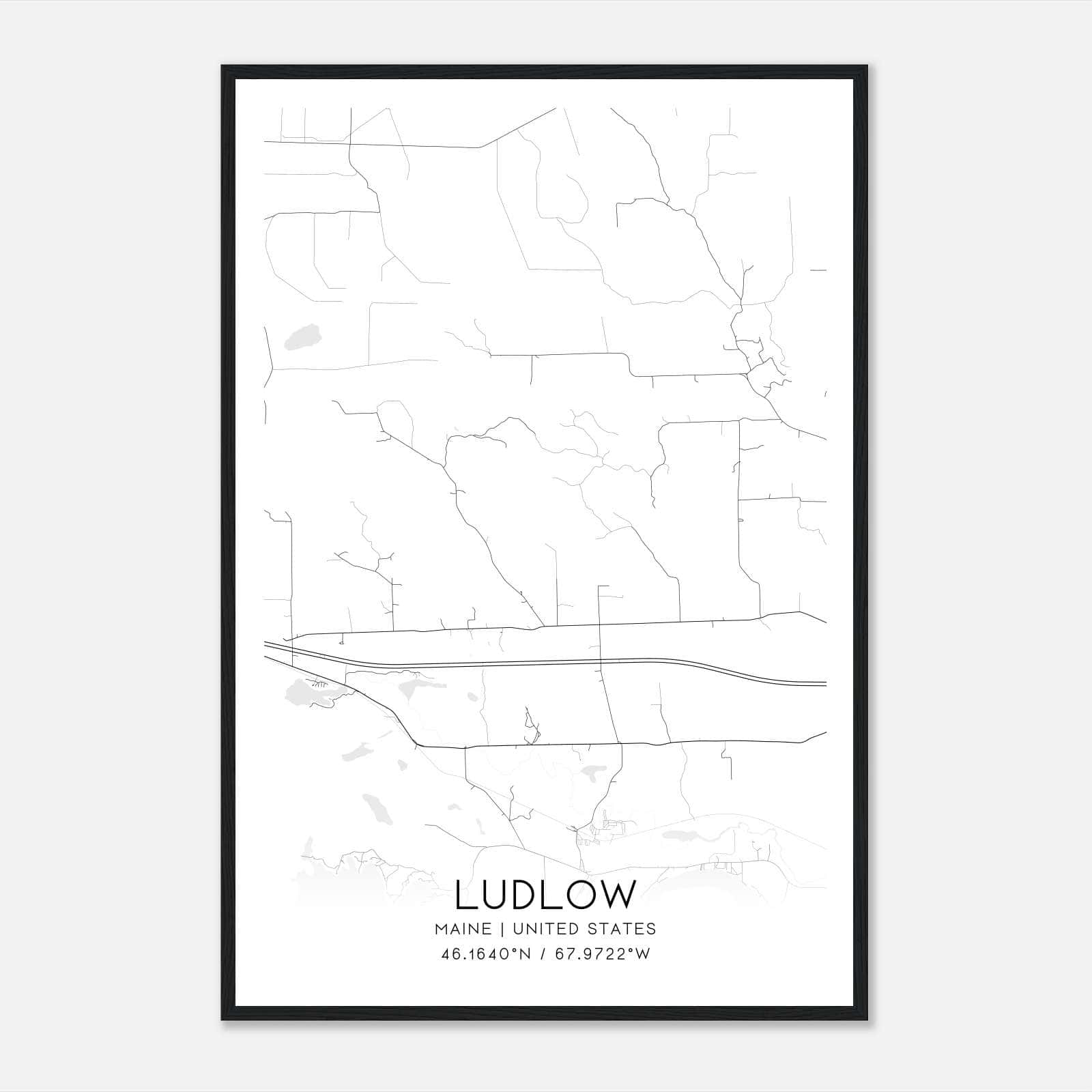 Ludlow Maine Map Poster, Modern Home Decor Wall Art Print Ludlow Maine Map Poster, Modern Home Decor Wall Art Print
