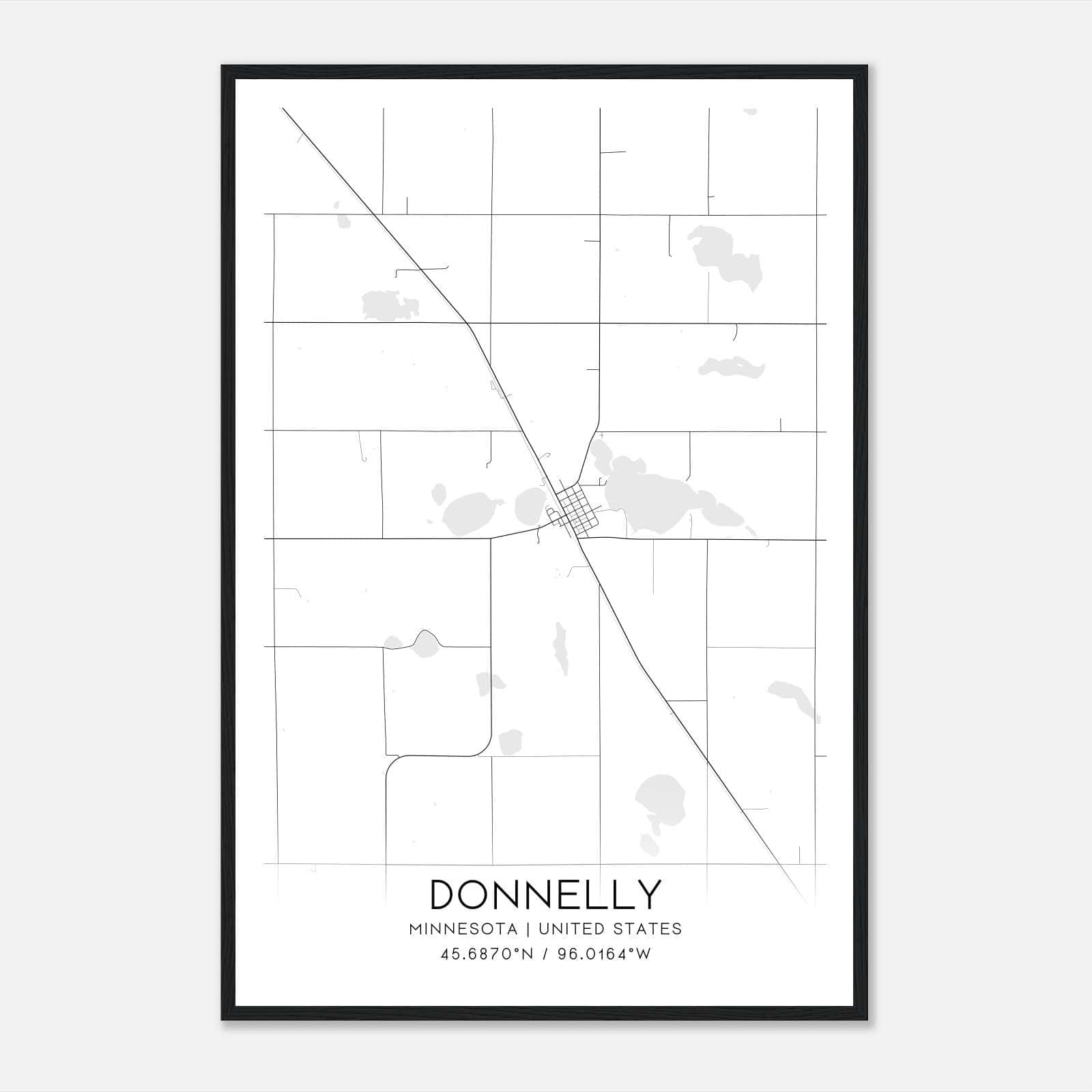 Donnelly Minnesota Map Poster, Modern Home Decor Wall Art Print Donnelly Minnesota Map Poster, Modern Home Decor Wall Art Print