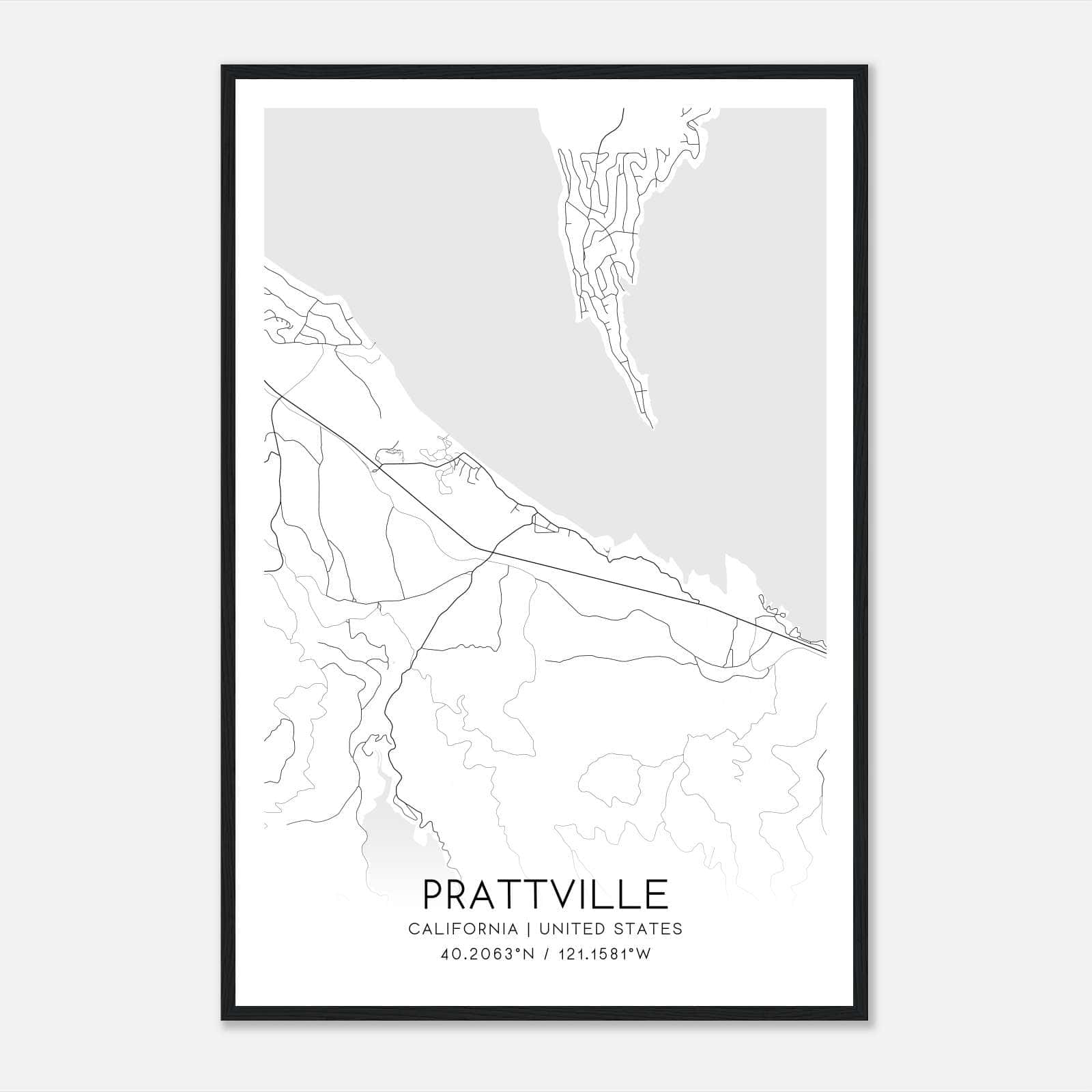 Prattville California Map Poster, Modern Home Decor Wall Art Print Prattville California Map Poster, Modern Home Decor Wall Art Print