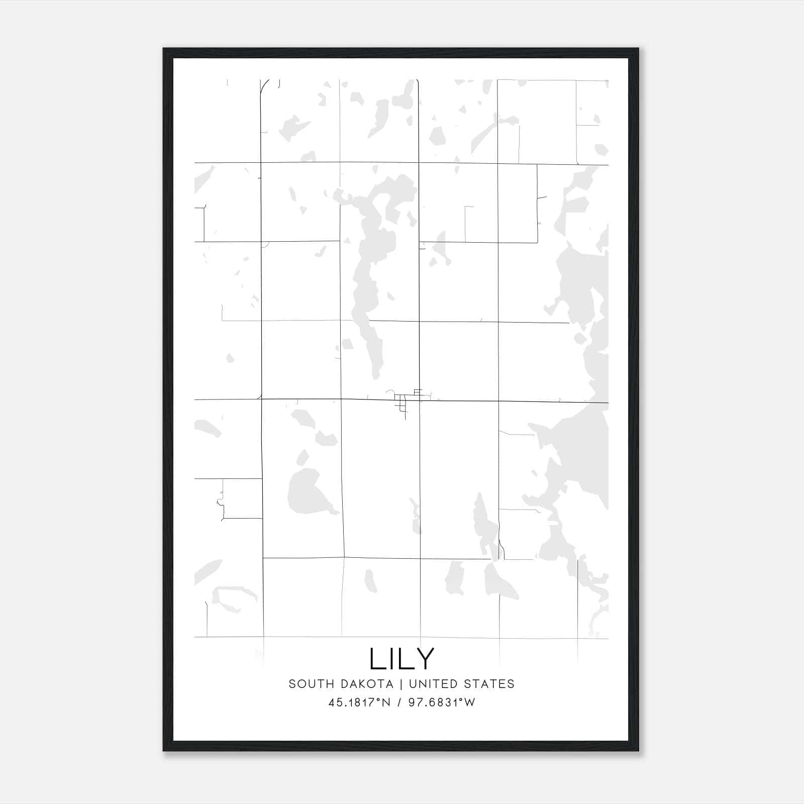 Lily South Dakota Map Poster, Modern Home Decor Wall Art Print Lily South Dakota Map Poster, Modern Home Decor Wall Art Print