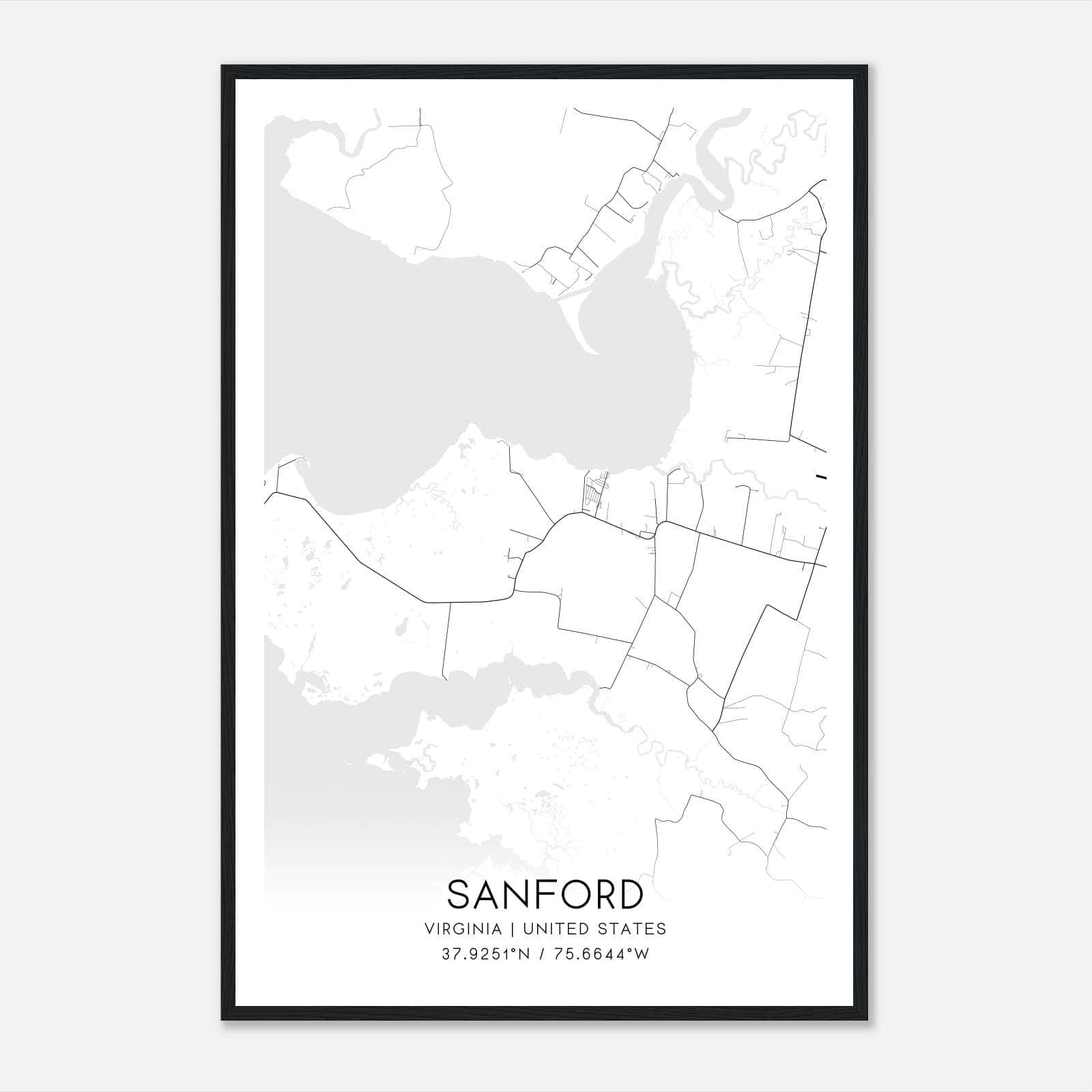 Sanford Virginia Map Poster, Modern Home Decor Wall Art Print Sanford Virginia Map Poster, Modern Home Decor Wall Art Print