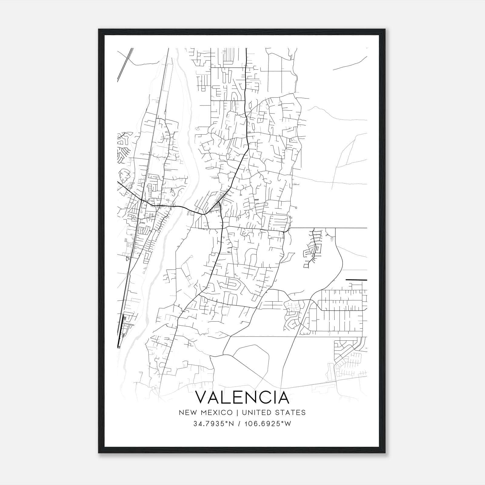 Valencia New Mexico Map Poster, Modern Home Decor Wall Art Print Valencia New Mexico Map Poster, Modern Home Decor Wall Art Print