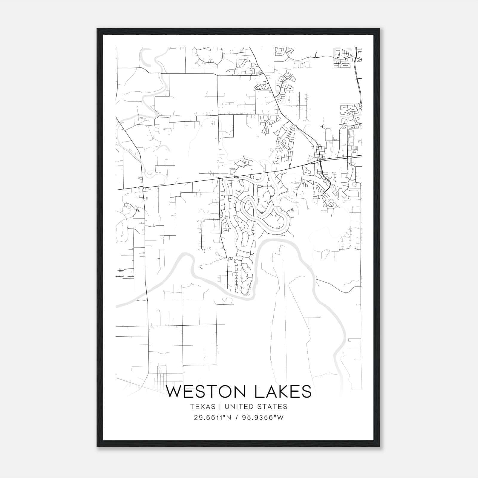 Weston Lakes Texas Map Poster, Modern Home Decor Wall Art Print Weston Lakes Texas Map Poster, Modern Home Decor Wall Art Print