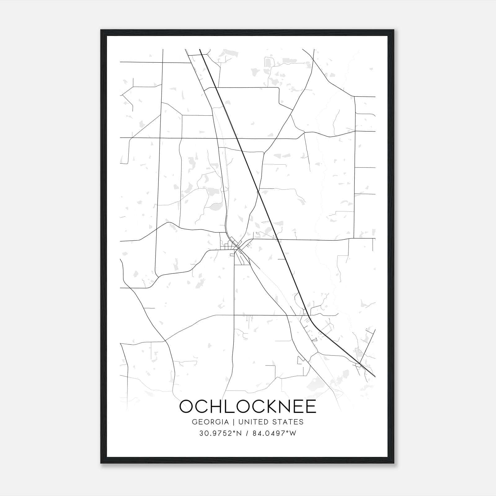Ochlocknee Georgia Map Poster, Modern Home Decor Wall Art Print Ochlocknee Georgia Map Poster, Modern Home Decor Wall Art Print