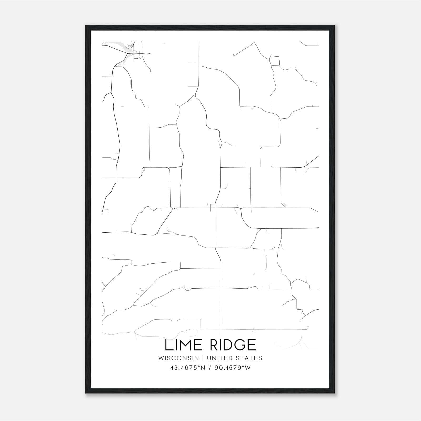 Lime Ridge Wisconsin Map Poster, Modern Home Decor Wall Art Print Lime Ridge Wisconsin Map Poster, Modern Home Decor Wall Art Print