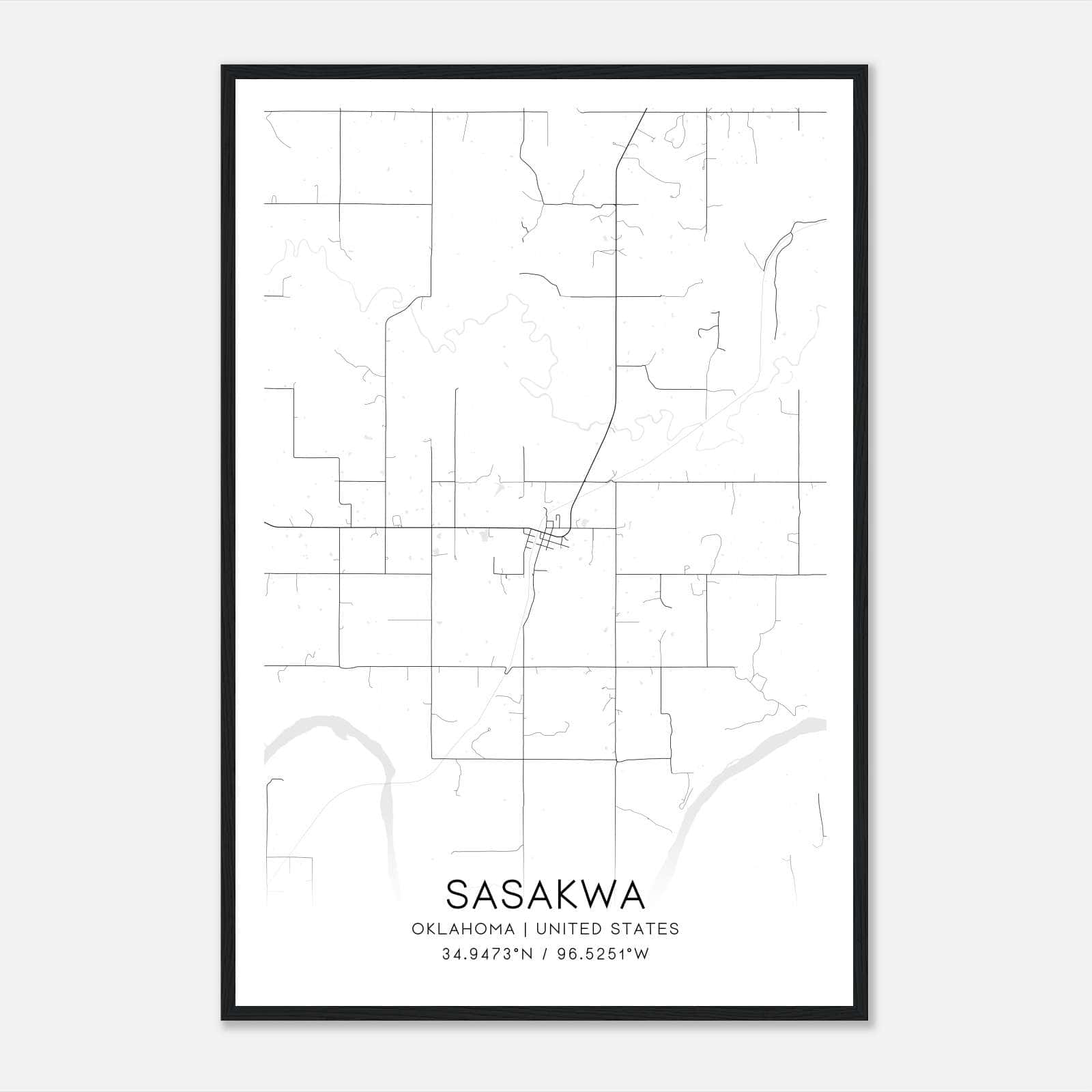 Sasakwa Oklahoma Map Poster, Modern Home Decor Wall Art Print Sasakwa Oklahoma Map Poster, Modern Home Decor Wall Art Print