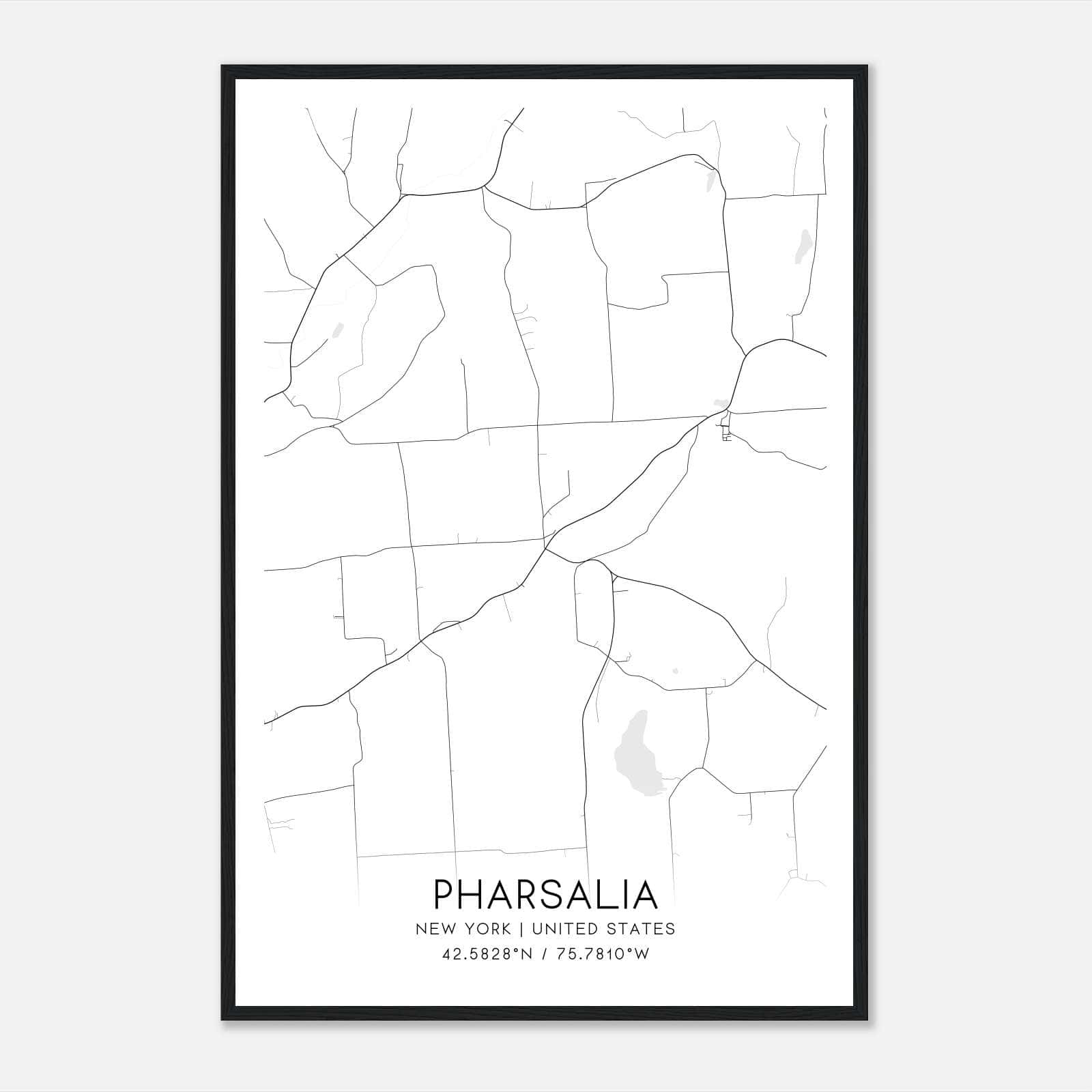 Pharsalia New York Map Poster, Modern Home Decor Wall Art Print Pharsalia New York Map Poster, Modern Home Decor Wall Art Print