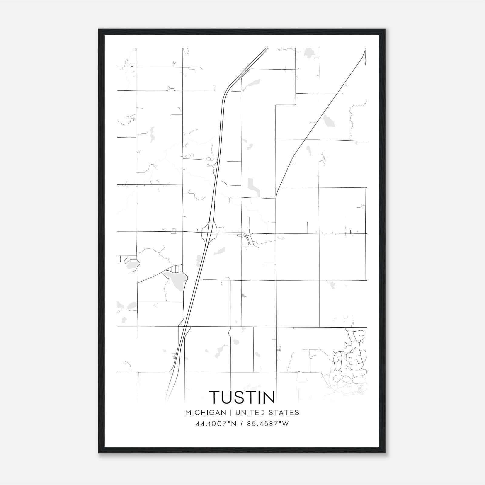 Tustin Michigan Map Poster, Modern Home Decor Wall Art Print Tustin Michigan Map Poster, Modern Home Decor Wall Art Print