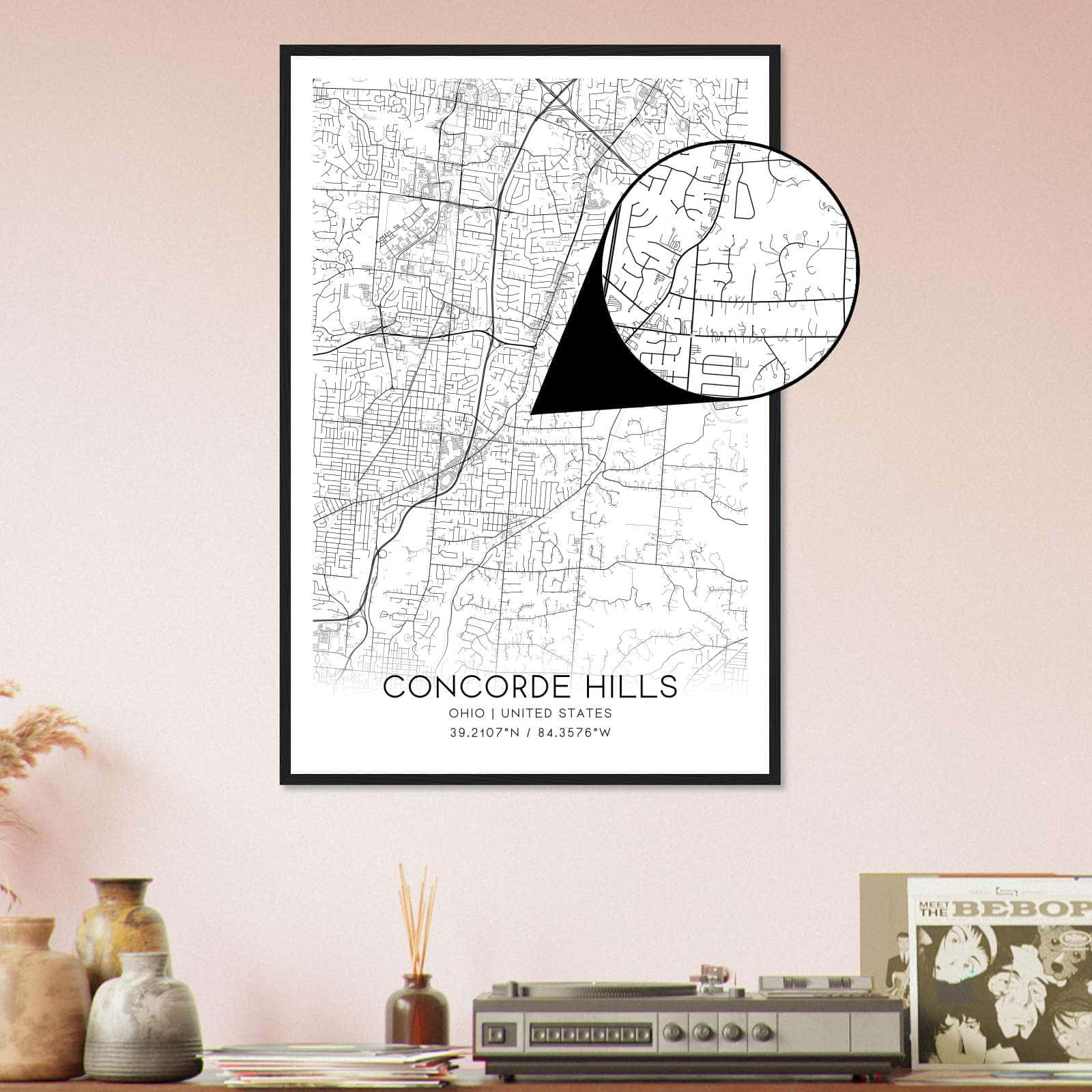 Deerfield Kansas Map Poster, Modern Home Decor Wall Art Print (Copy)