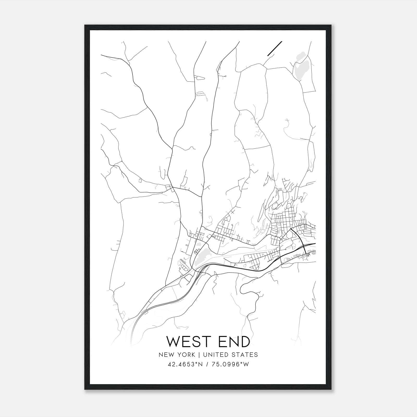 West End New York Map Poster, Modern Home Decor Wall Art Print West End New York Map Poster, Modern Home Decor Wall Art Print