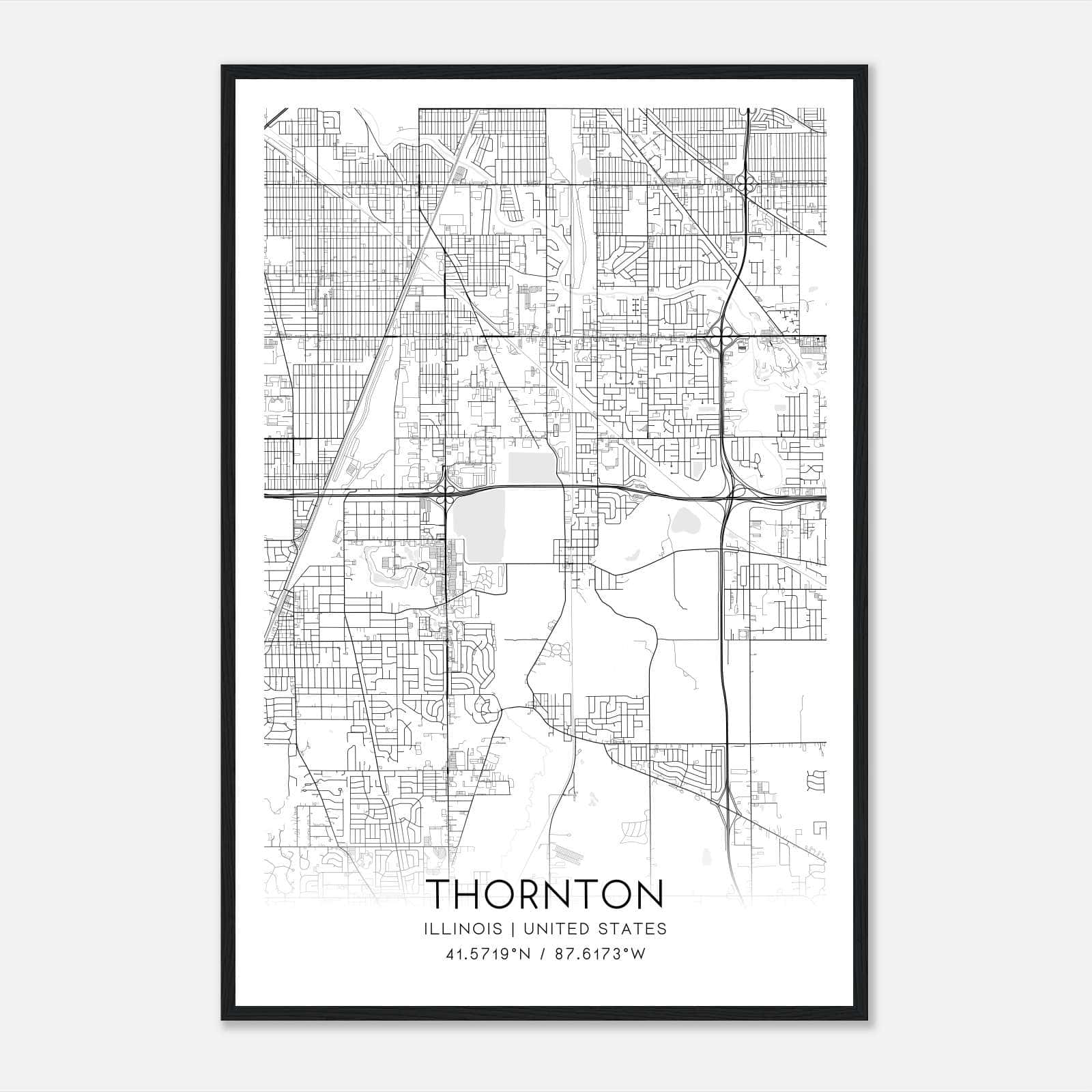 Thornton Illinois Map Poster, Modern Home Decor Wall Art Print Thornton Illinois Map Poster, Modern Home Decor Wall Art Print