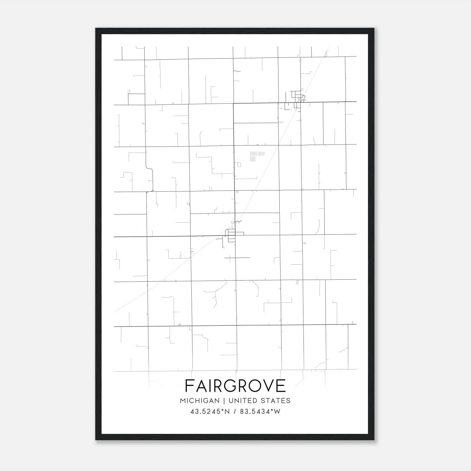 Fairgrove Michigan Map Poster, Modern Home Decor Wall Art Print Fairgrove Michigan Map Poster, Modern Home Decor Wall Art Print