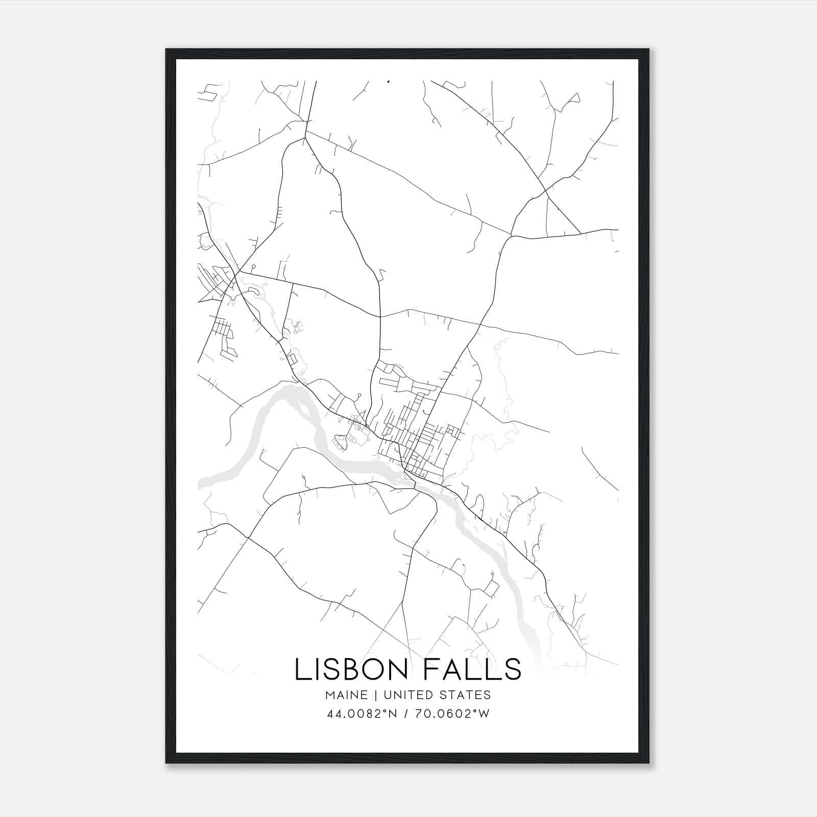 Lisbon Falls Maine Map Poster, Modern Home Decor Wall Art Print Lisbon Falls Maine Map Poster, Modern Home Decor Wall Art Print