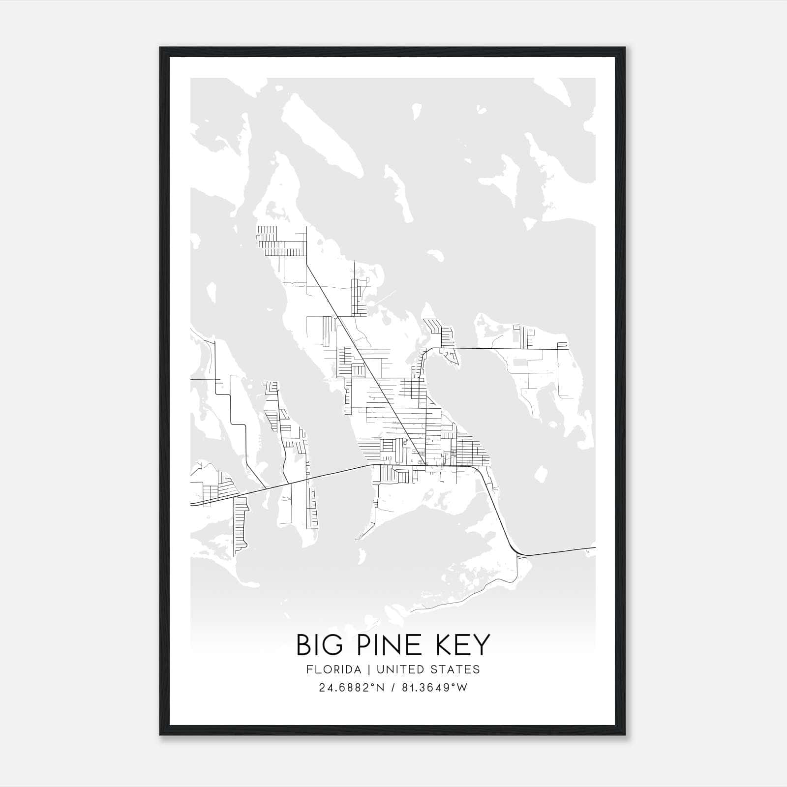 Big Pine Key Florida Map Poster, Modern Home Decor Wall Art Print Big Pine Key Florida Map Poster, Modern Home Decor Wall Art Print