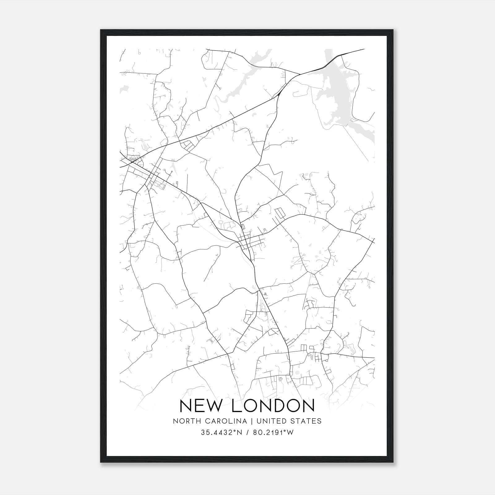New London North Carolina Map Poster, Modern Home Decor Wall Art Print New London North Carolina Map Poster, Modern Home Decor Wall Art Print